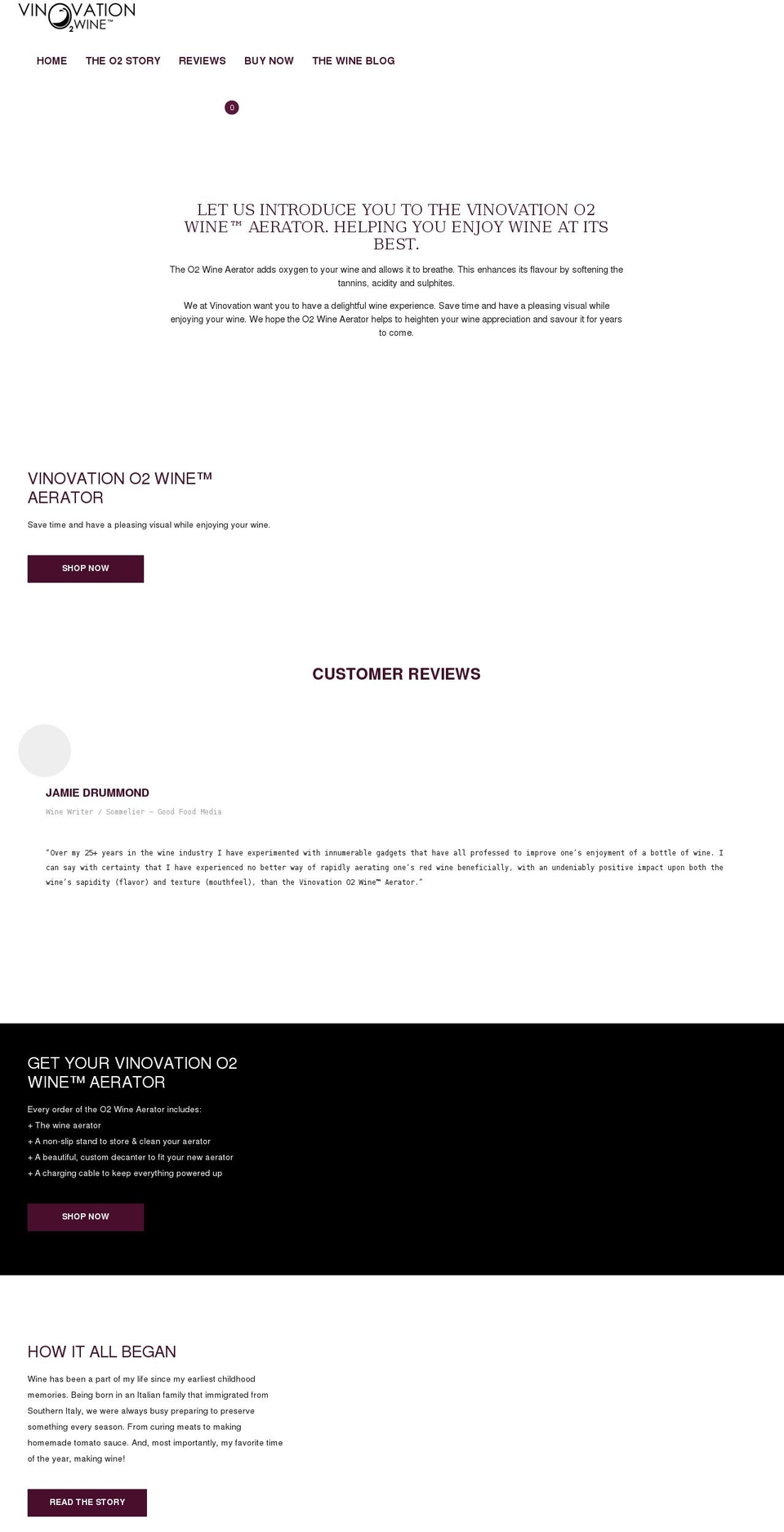 o2wine.ca shopify website screenshot