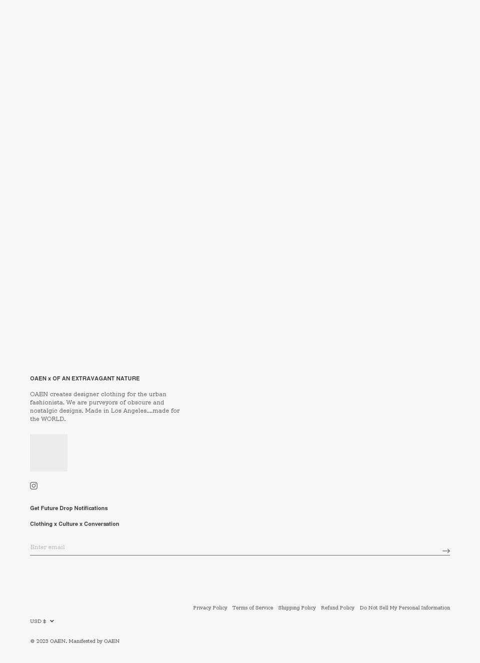 oaenworldwide.com shopify website screenshot