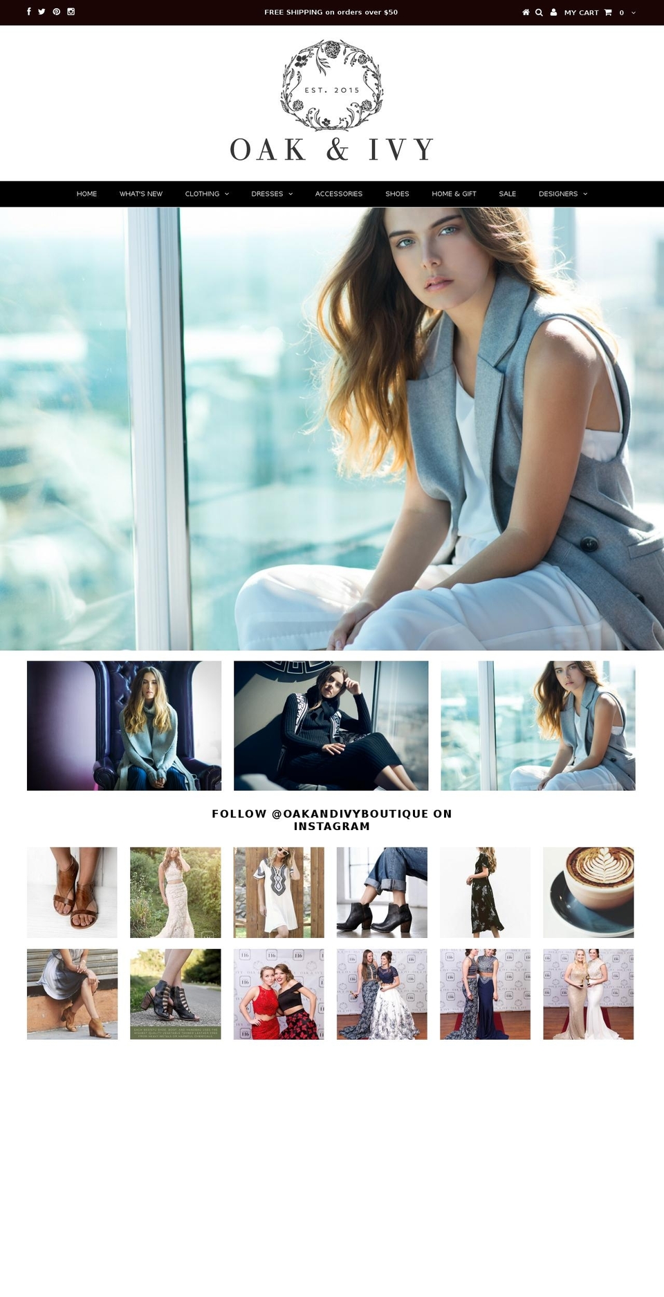 oakandivyboutique.com shopify website screenshot