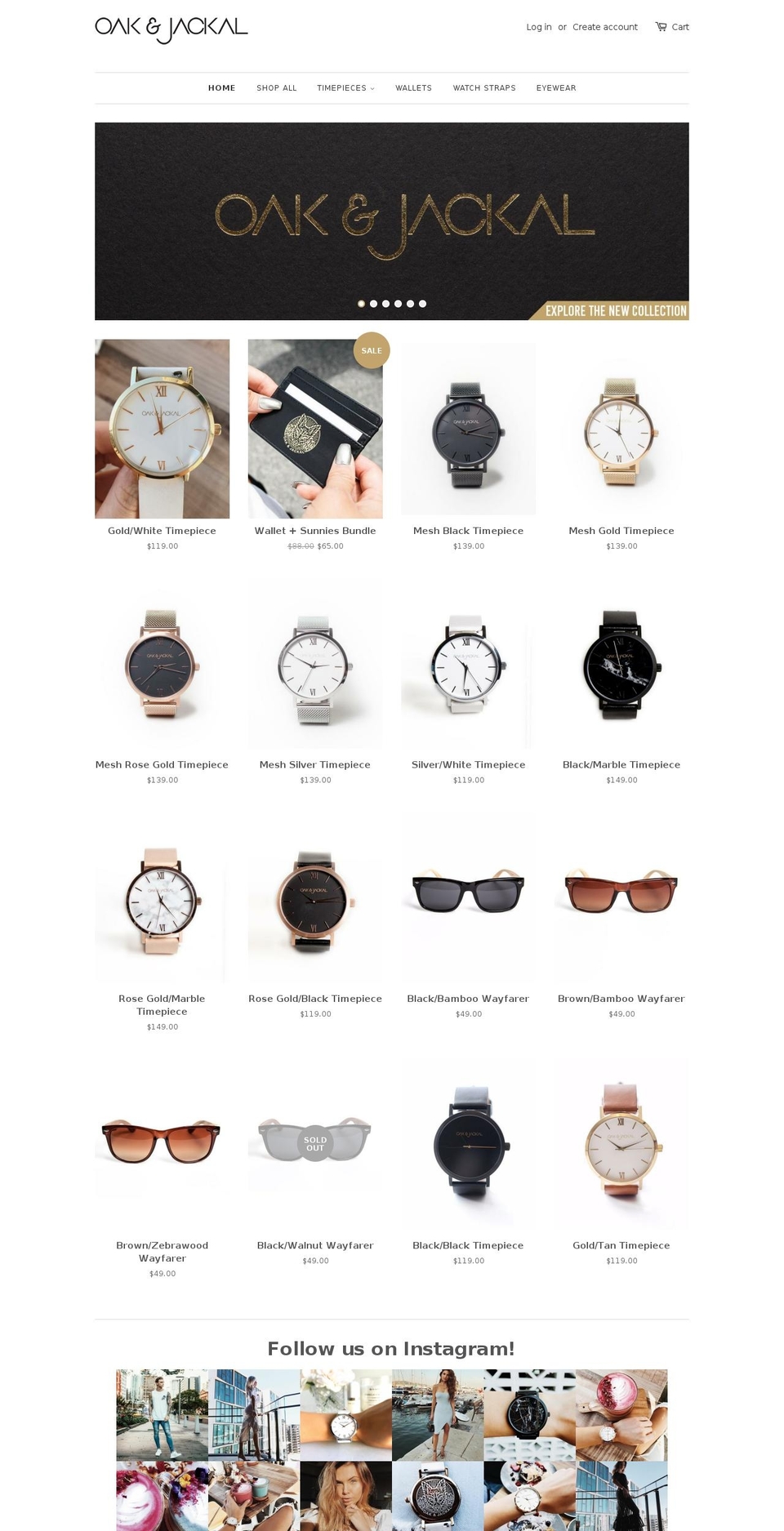 oakandjackal.net shopify website screenshot