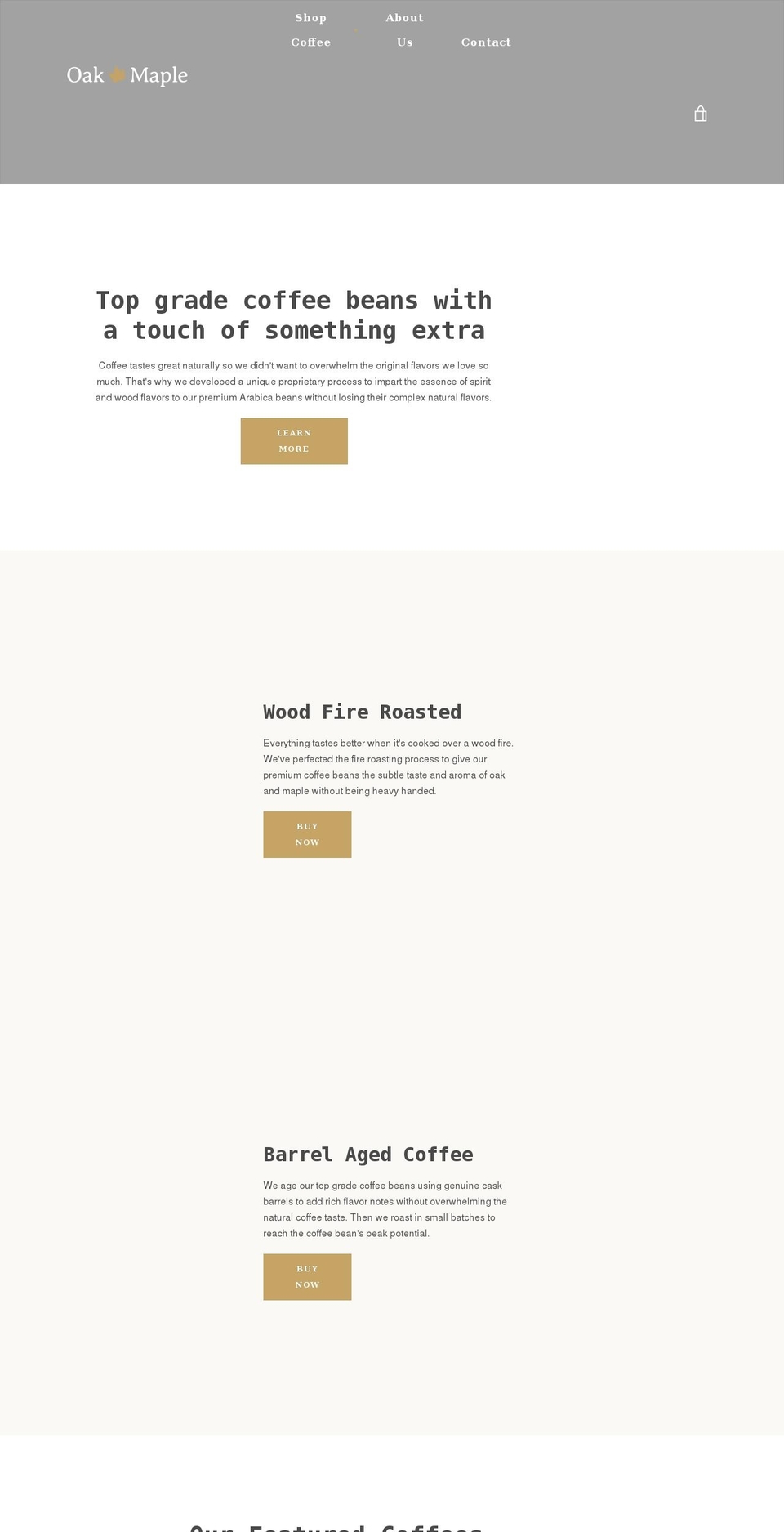 oakandmaplecoffee.com shopify website screenshot