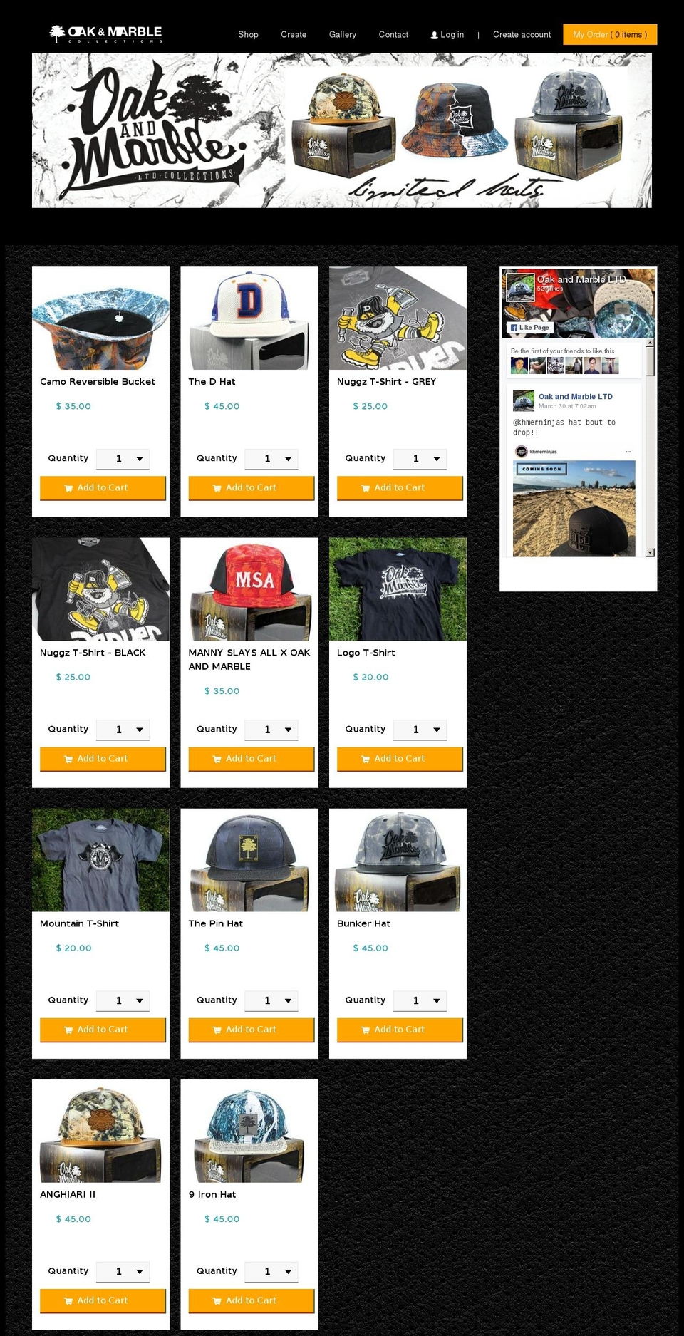 Oak and Marble Hats Theme Shopify theme site example oakandmarbleapparel.com