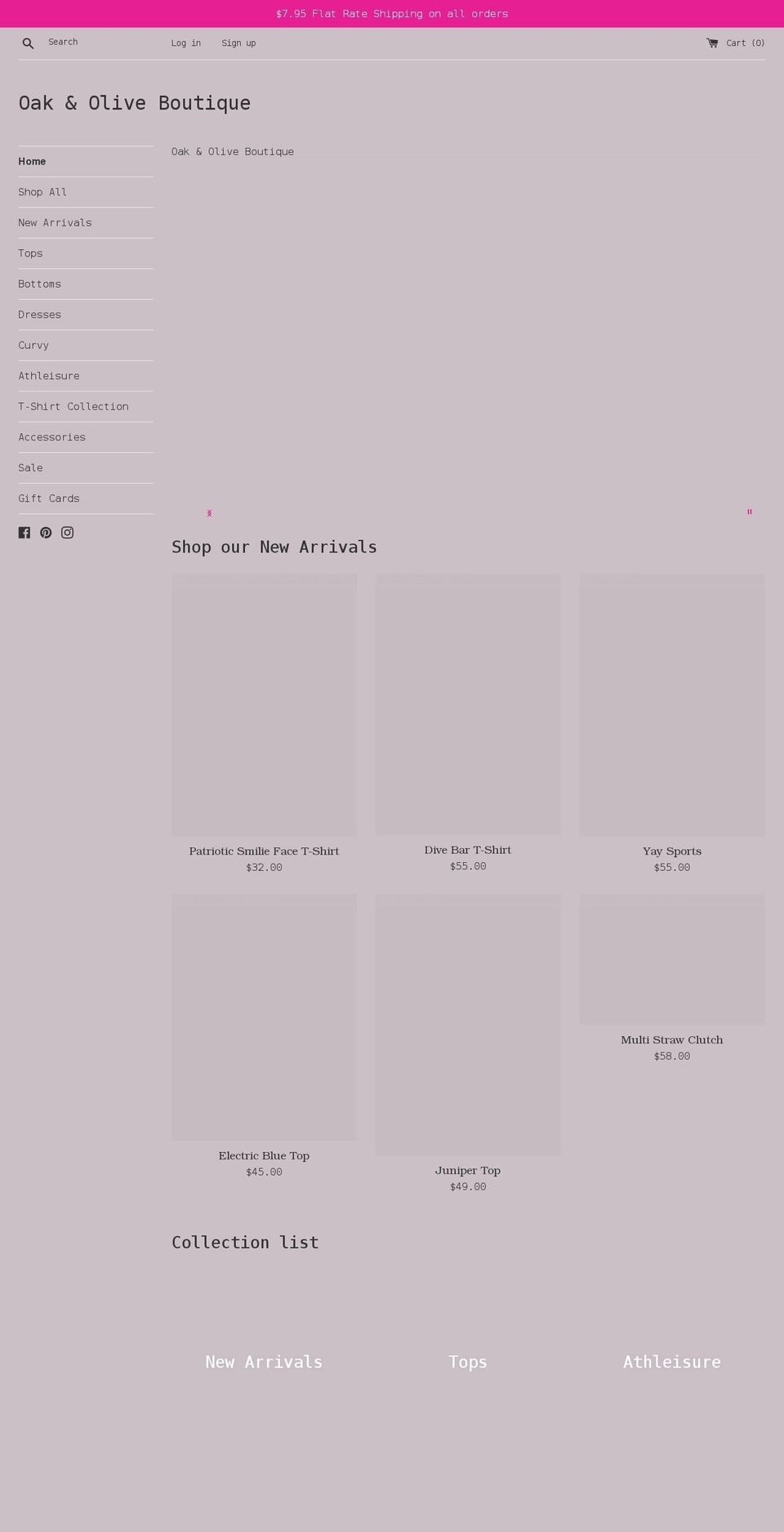 oakandoliveboutique.com shopify website screenshot