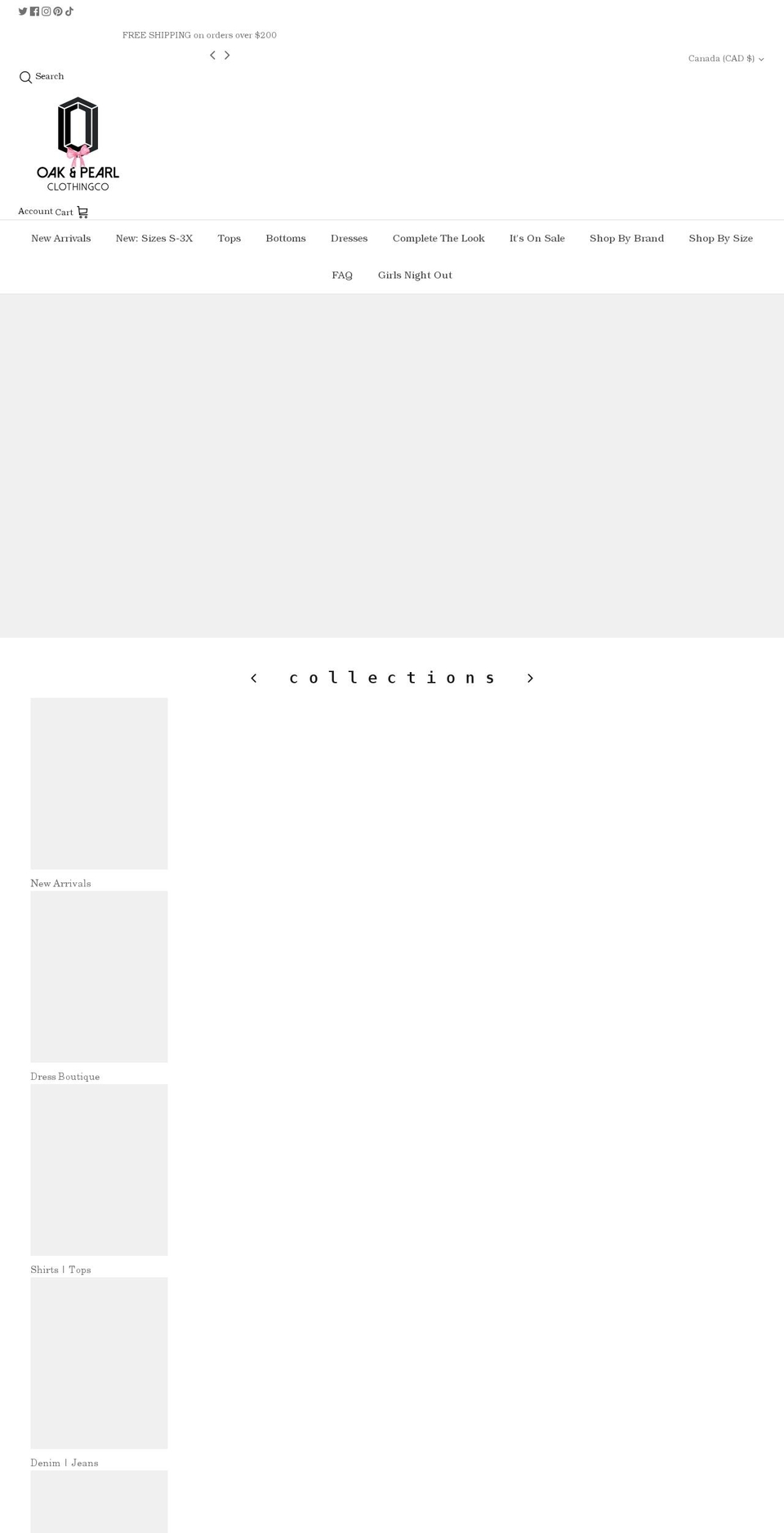 oakandpearl.com shopify website screenshot