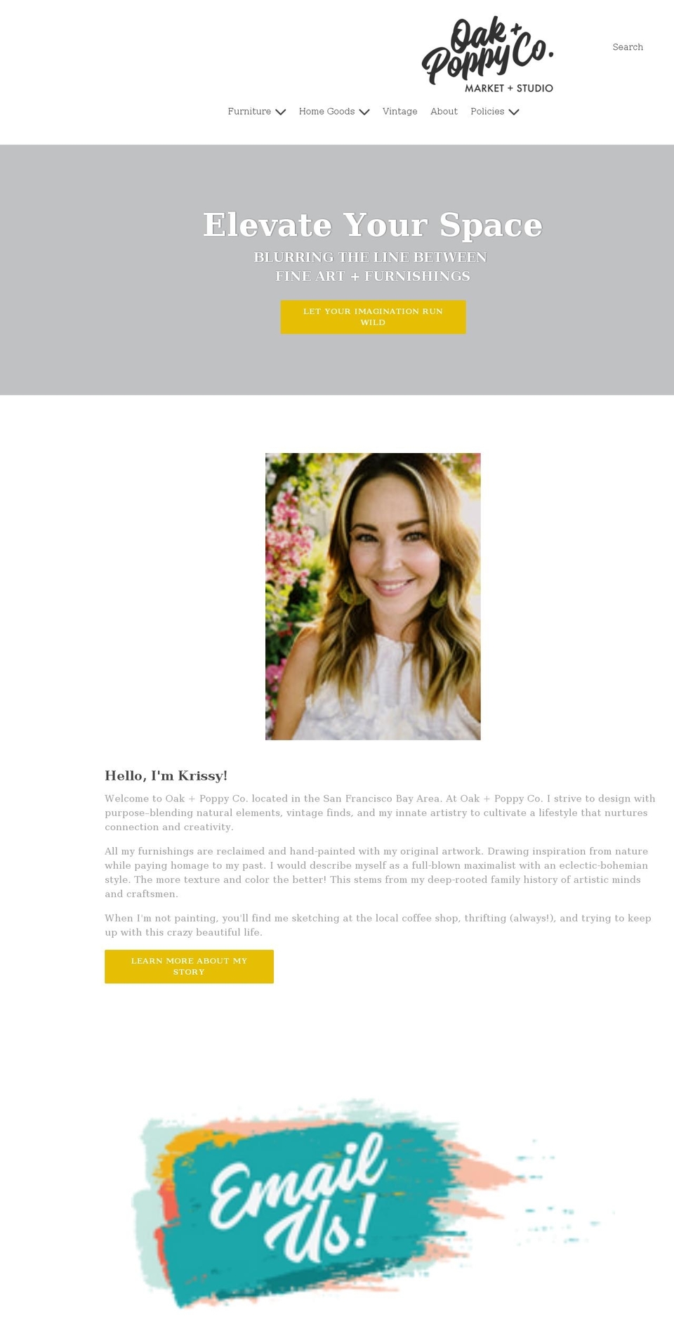 oakandpoppyco.com shopify website screenshot