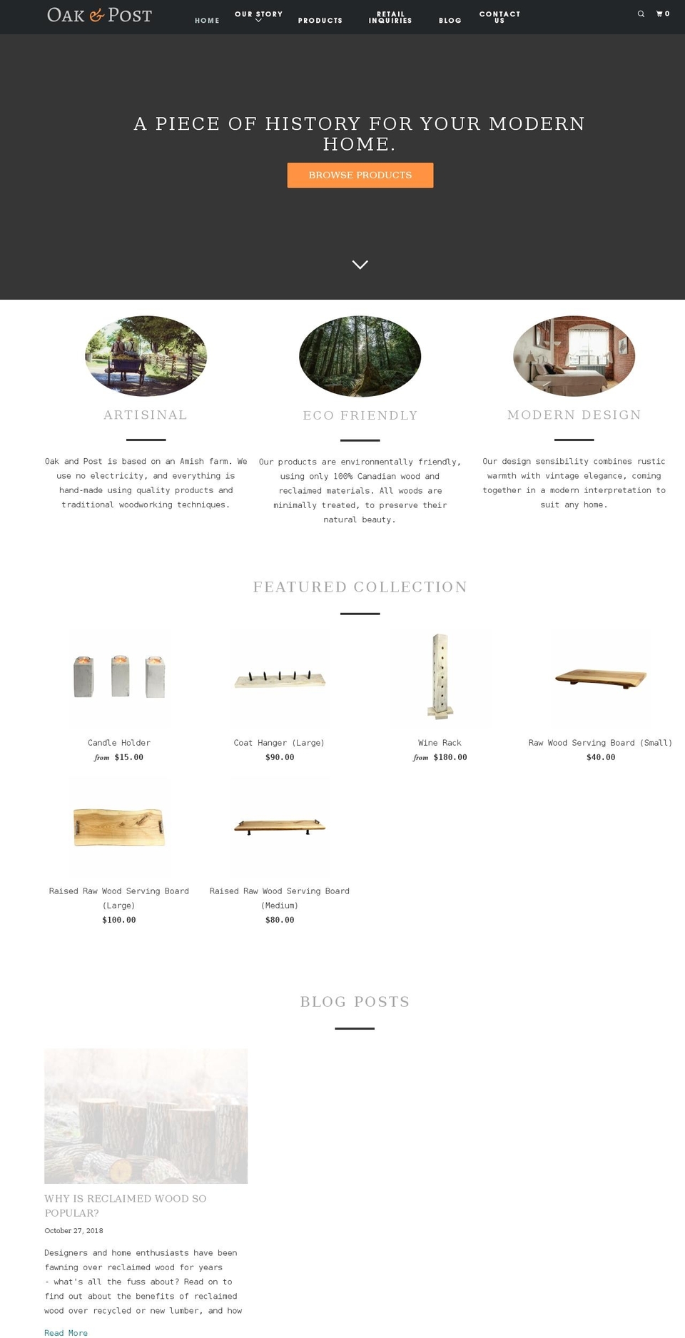 oakandpost.com shopify website screenshot