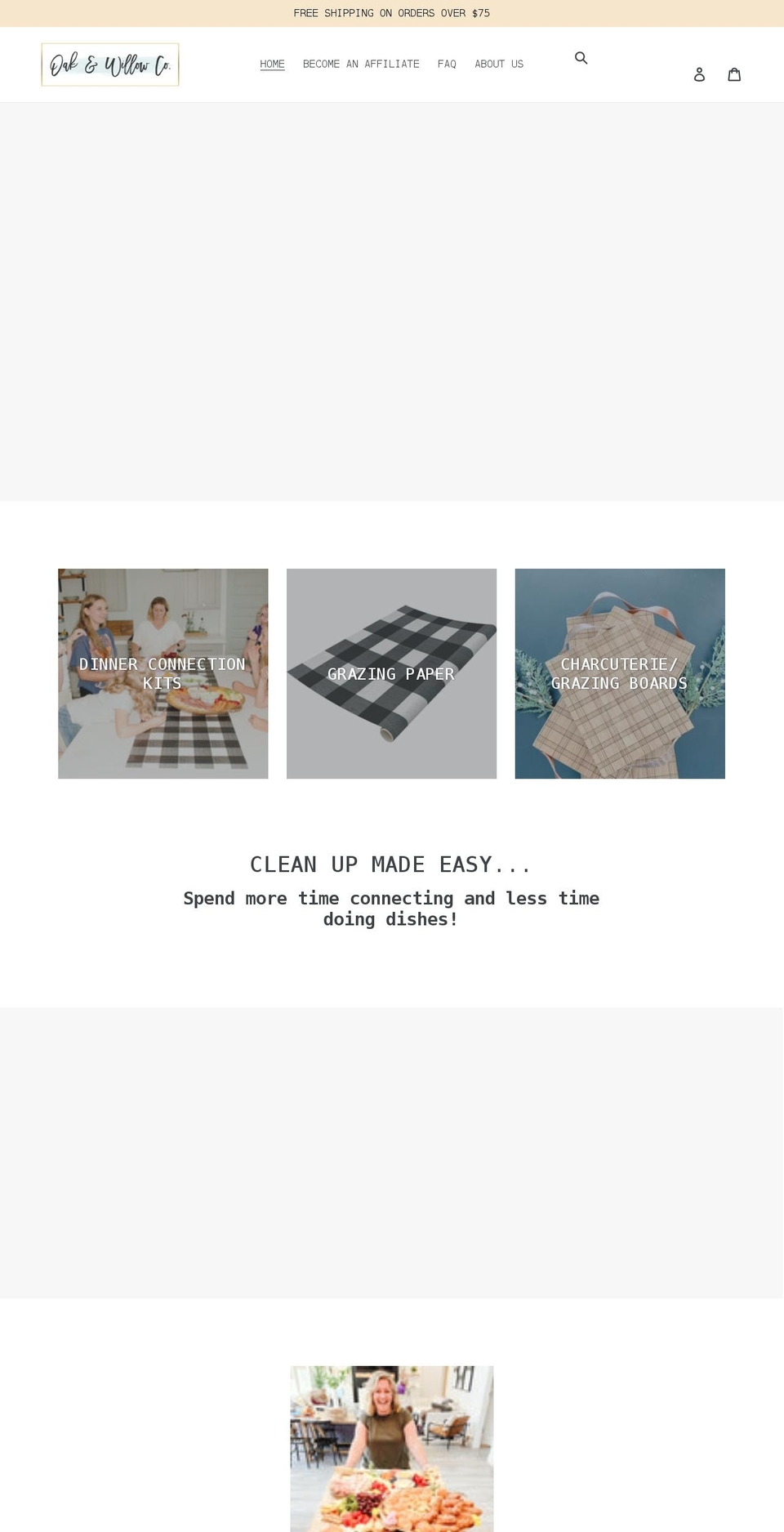 oakandwillowco.com shopify website screenshot