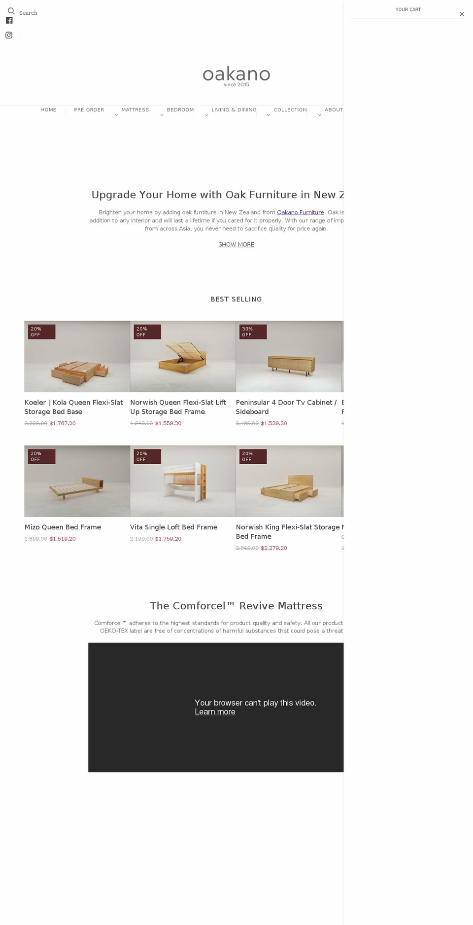 oakanodesign.co.nz shopify website screenshot