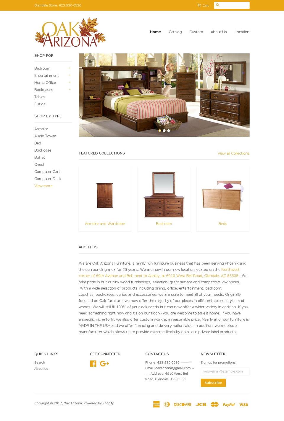 oakarizona.com shopify website screenshot
