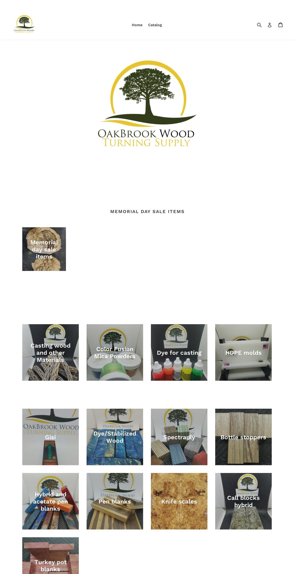 oakbrookwoodturningsupply.com — Shopify storefront screenshot
