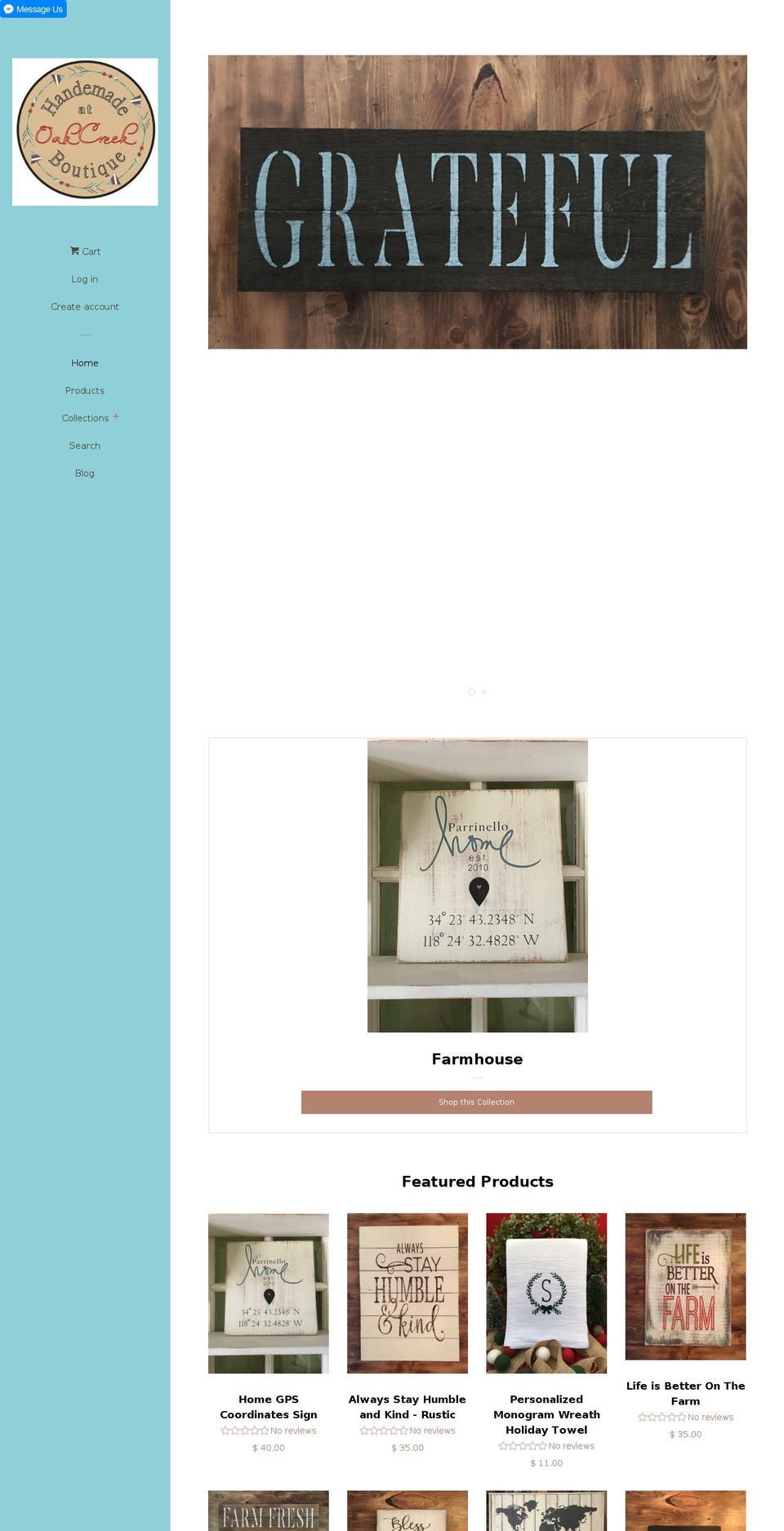 oakcreekboutique.com — Shopify storefront screenshot