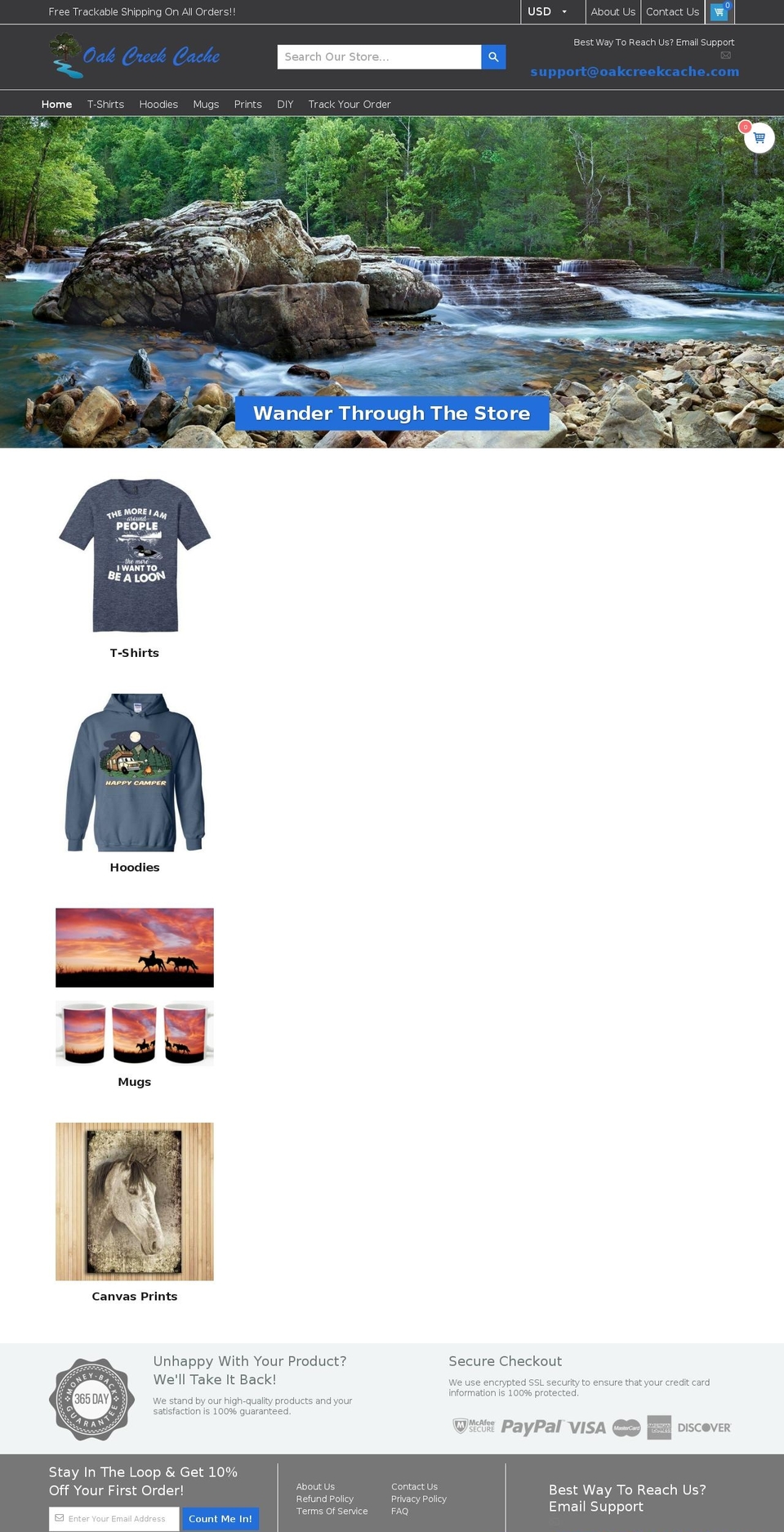 oakcreekcache.com — Shopify storefront screenshot