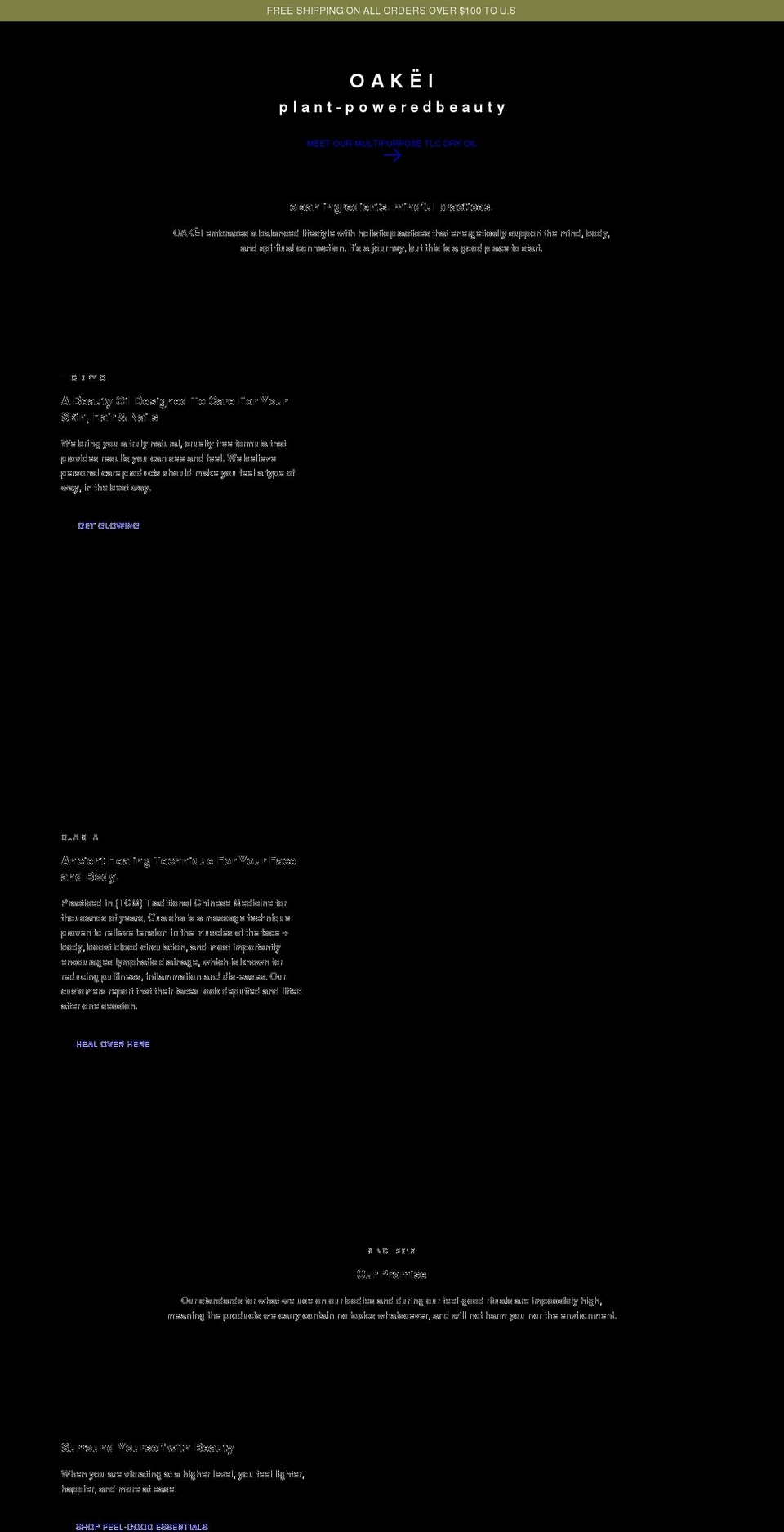 oakeibeauty.com shopify website screenshot