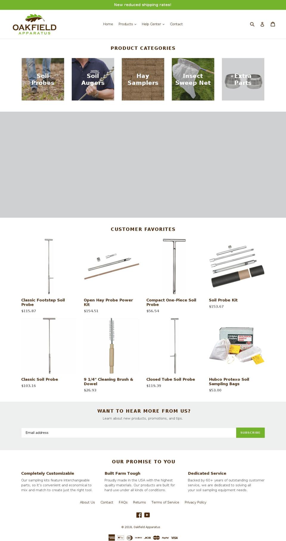 oakfieldapparatus.com — Shopify storefront screenshot