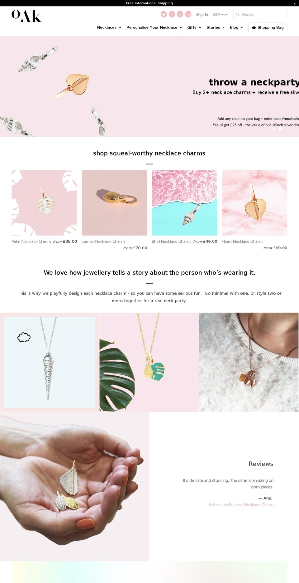 oakfinejewellery.com shopify website screenshot