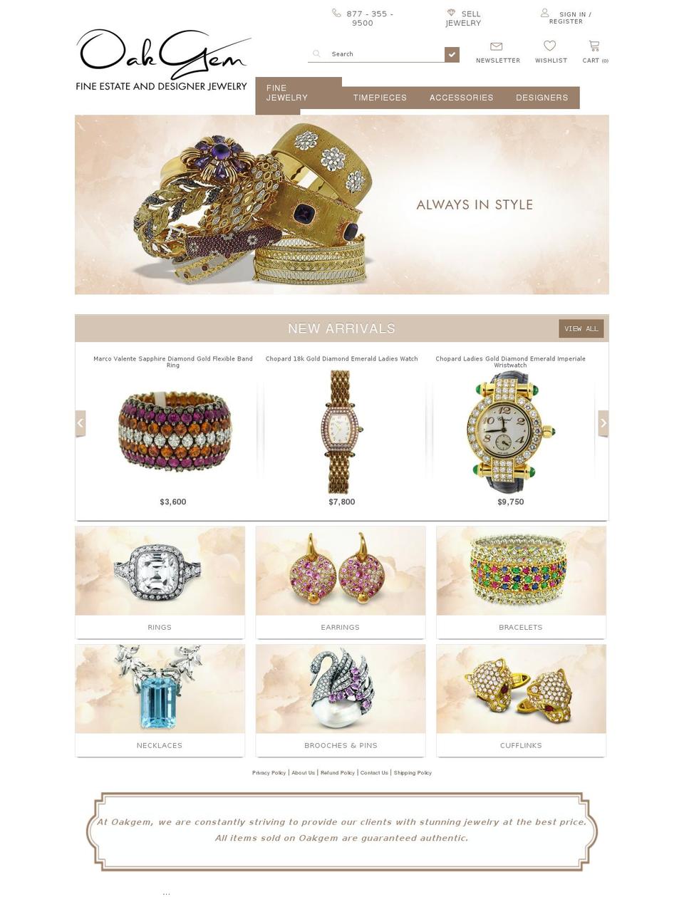 oakgem.com shopify website screenshot