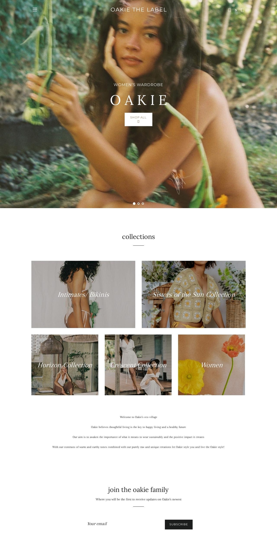 oakiethelabel.com — Shopify storefront screenshot