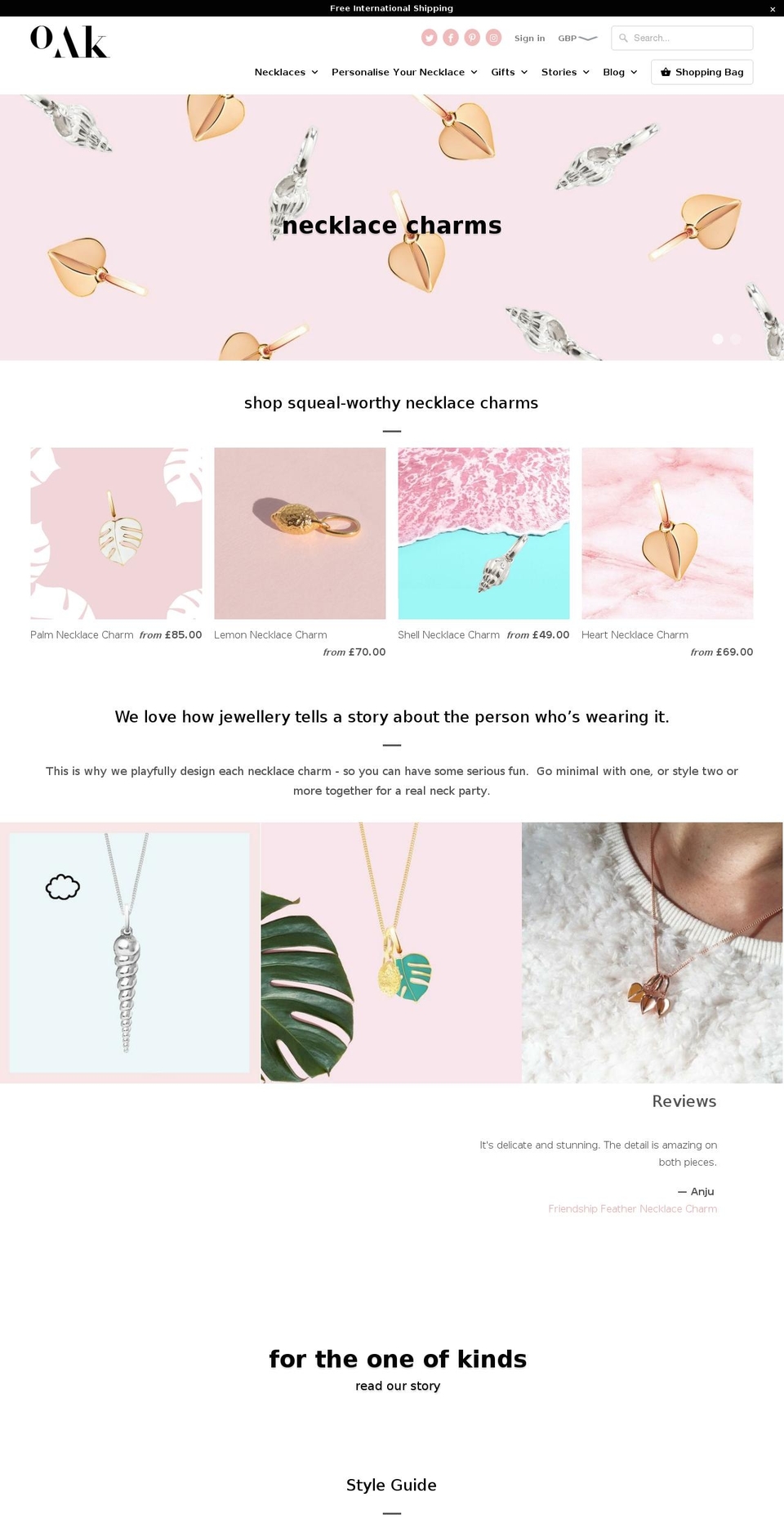 oakjewellery.com shopify website screenshot