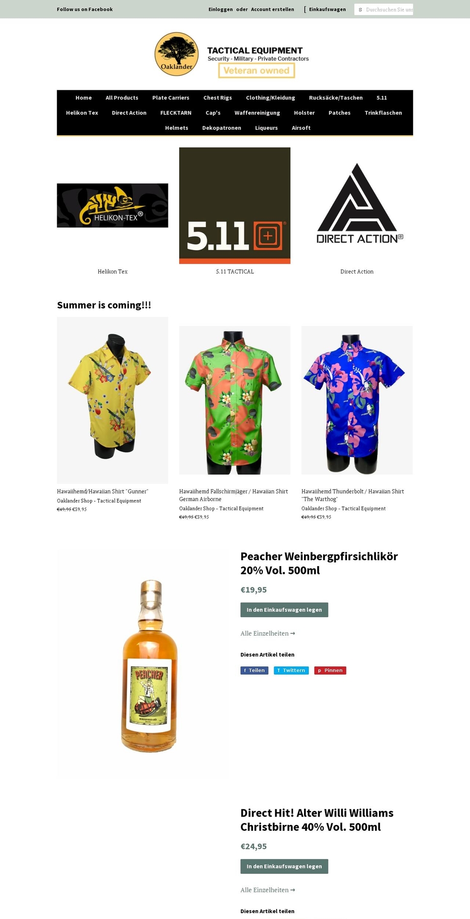 oaklander-shop.com shopify website screenshot