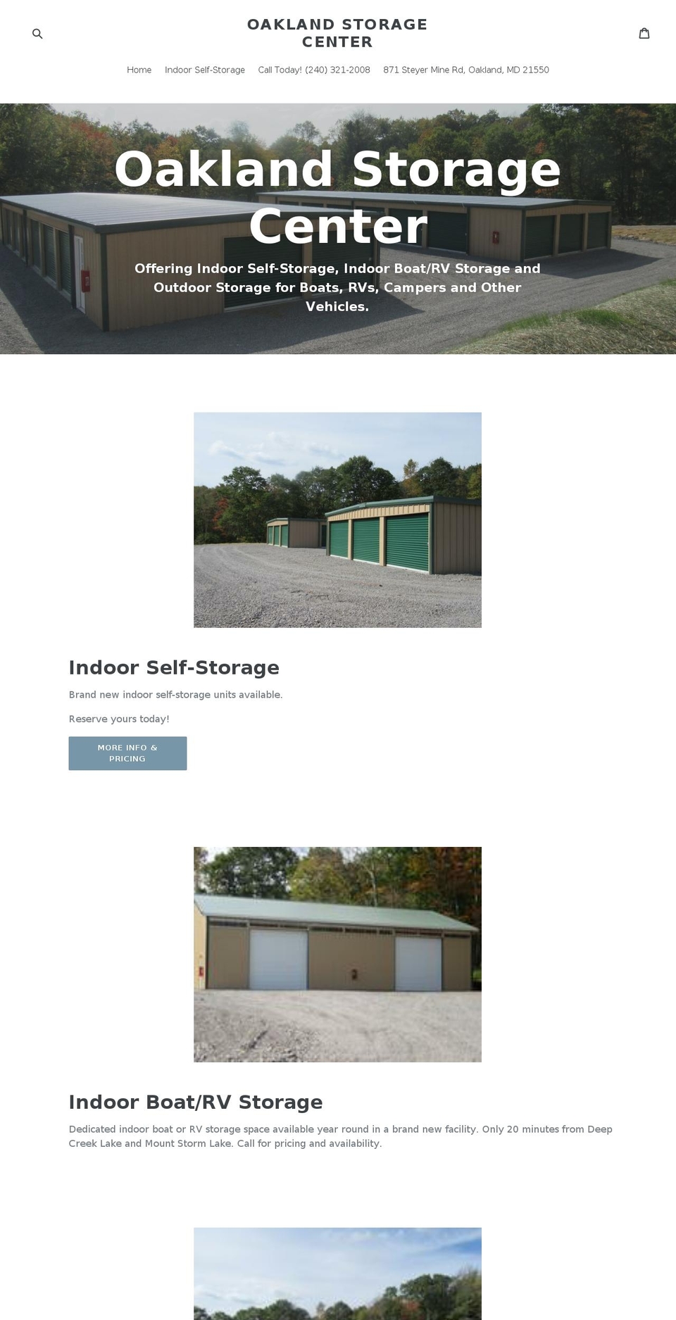 oaklandstoragecenter.com — Shopify storefront screenshot