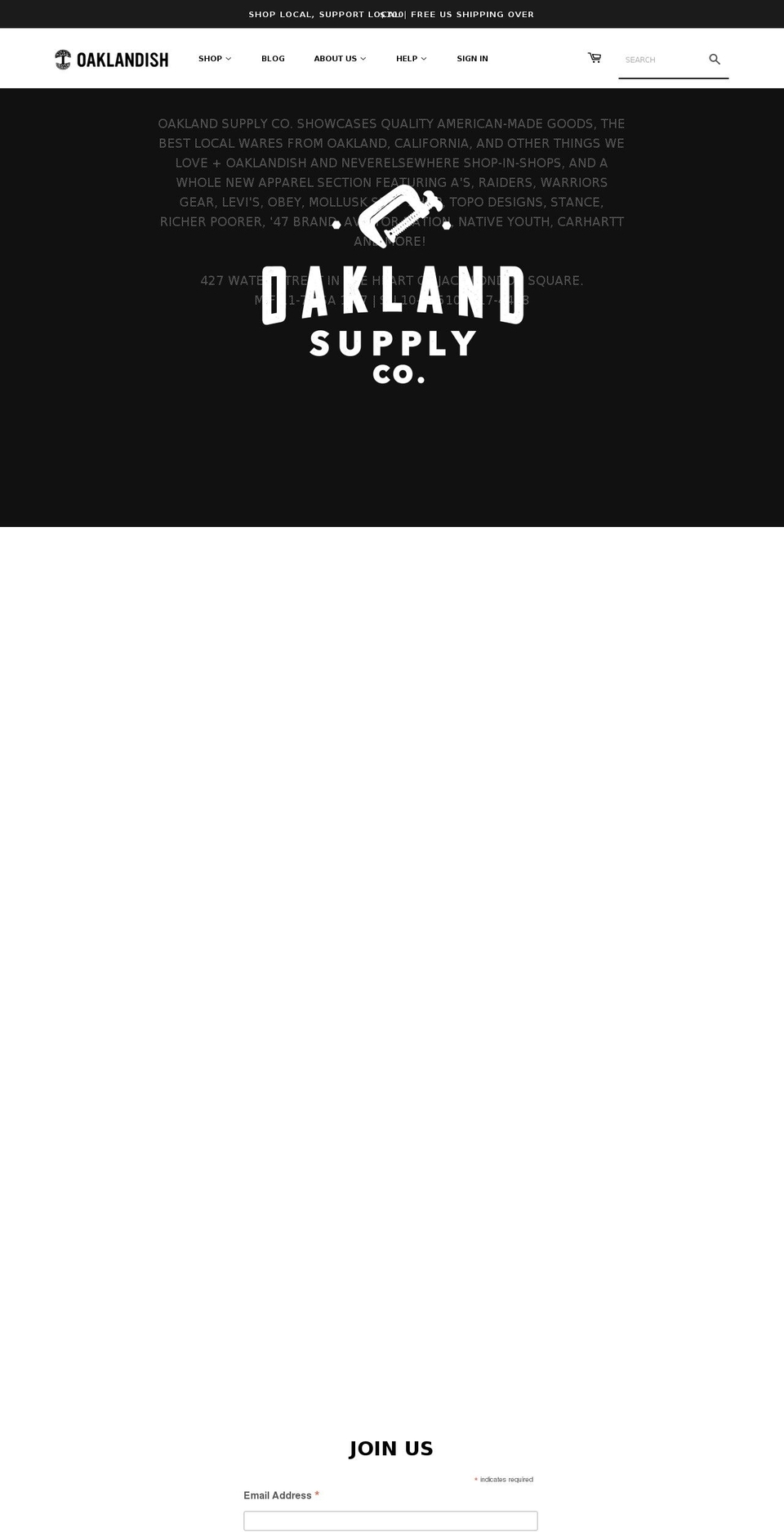 oaklandsupplycompany.com — Shopify storefront screenshot