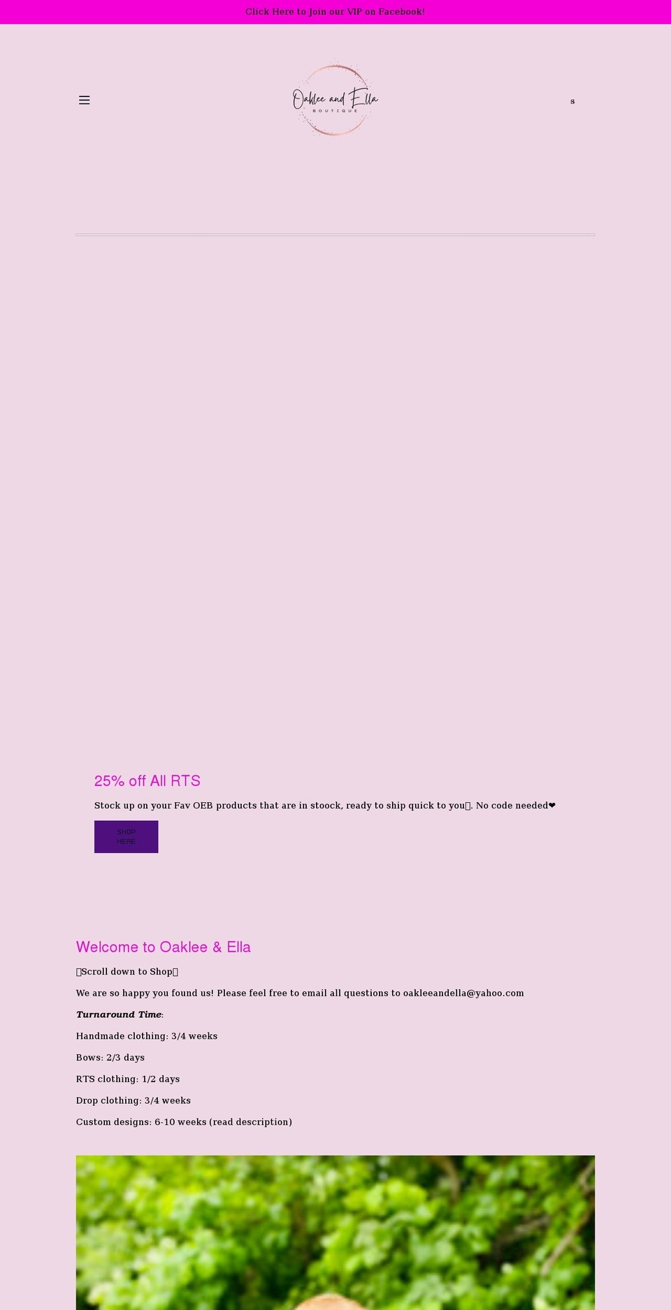 oakleeandella.com shopify website screenshot