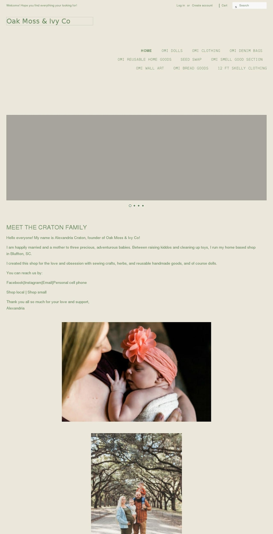 oakmossandivy.com shopify website screenshot