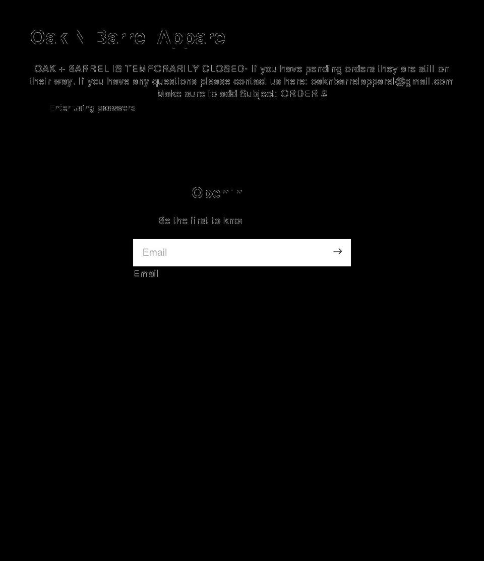 oaknbarrelapparel.com — Shopify storefront screenshot