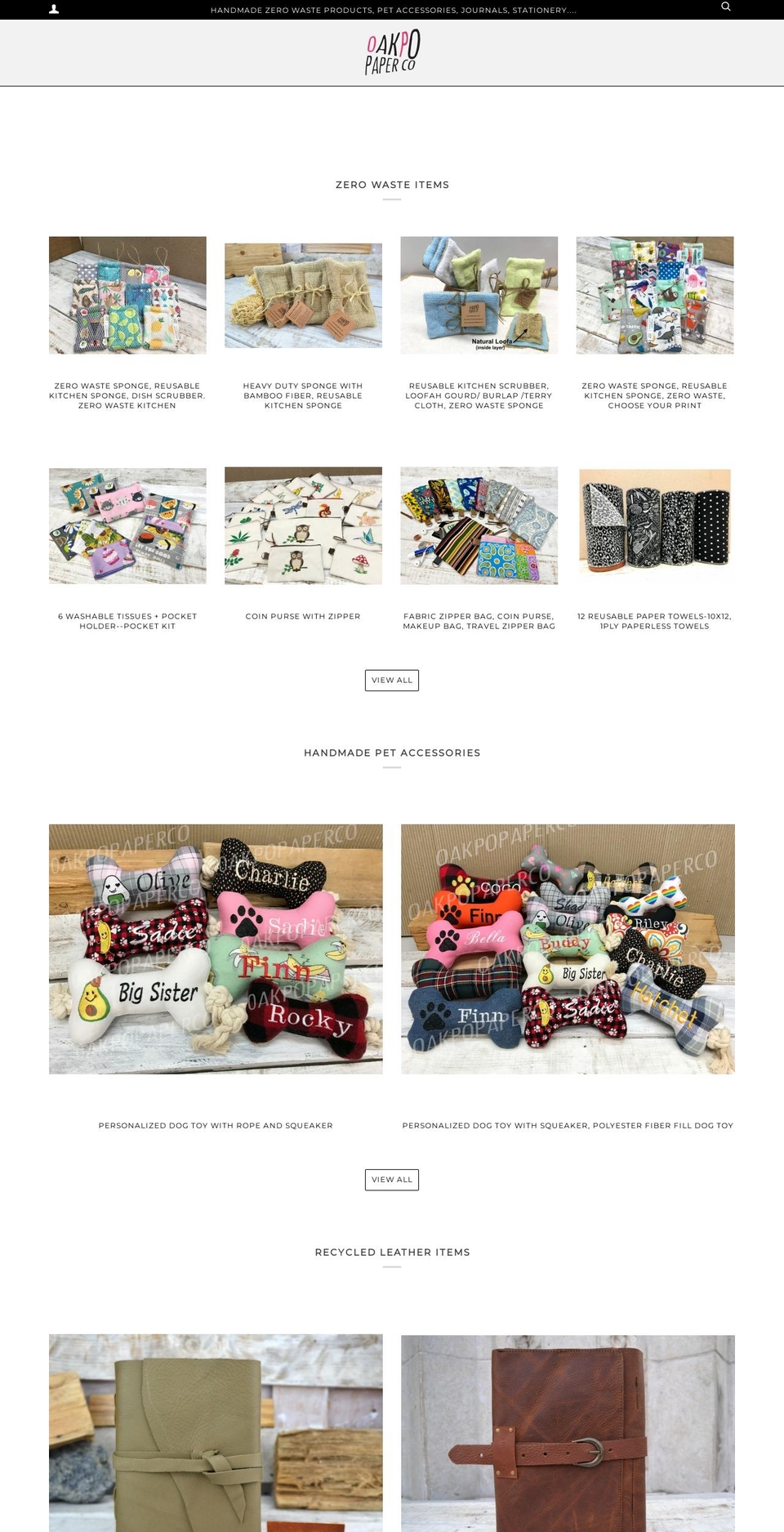 oakpopaperco.com shopify website screenshot