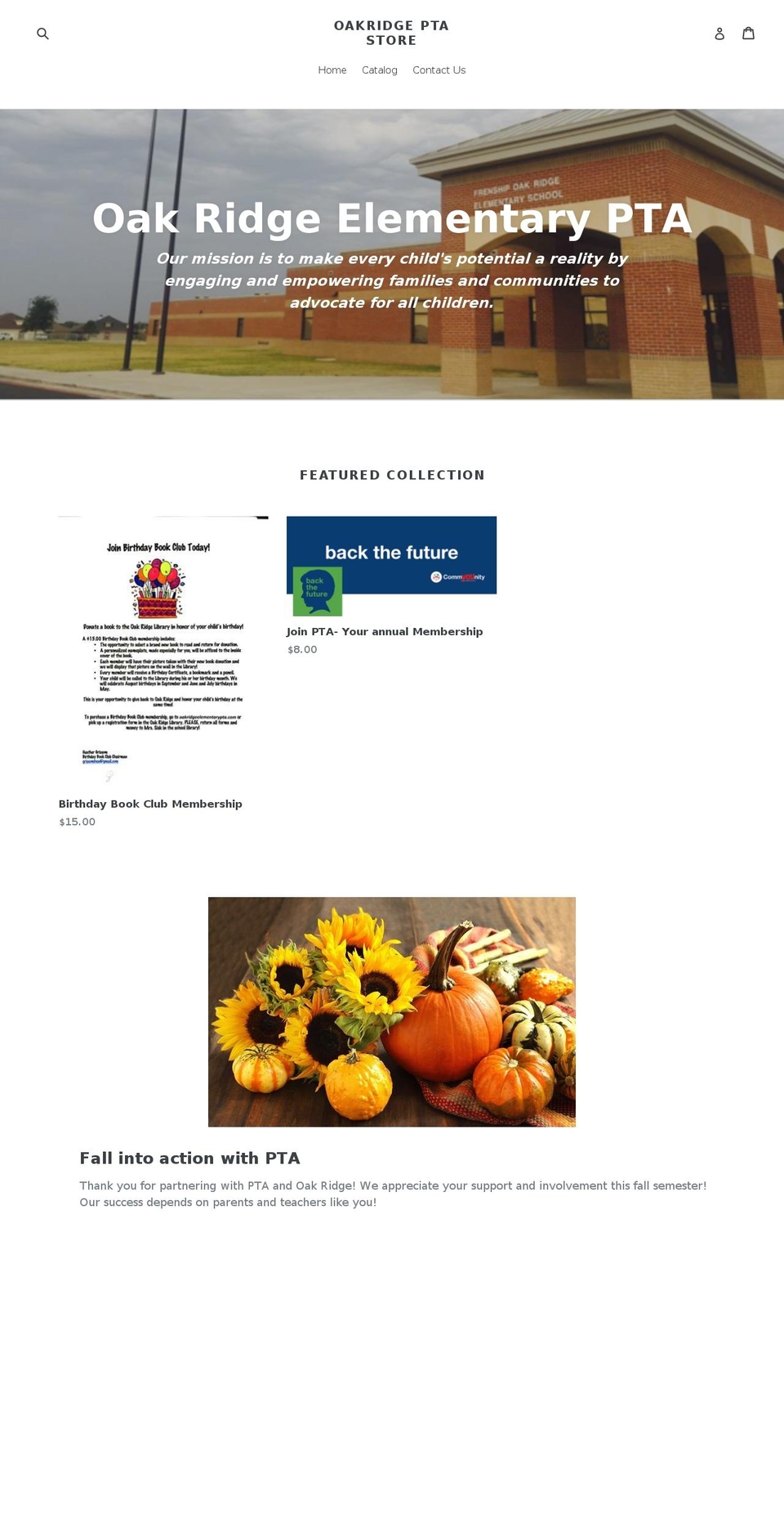 oakridgeelementarypta.com — Shopify storefront screenshot