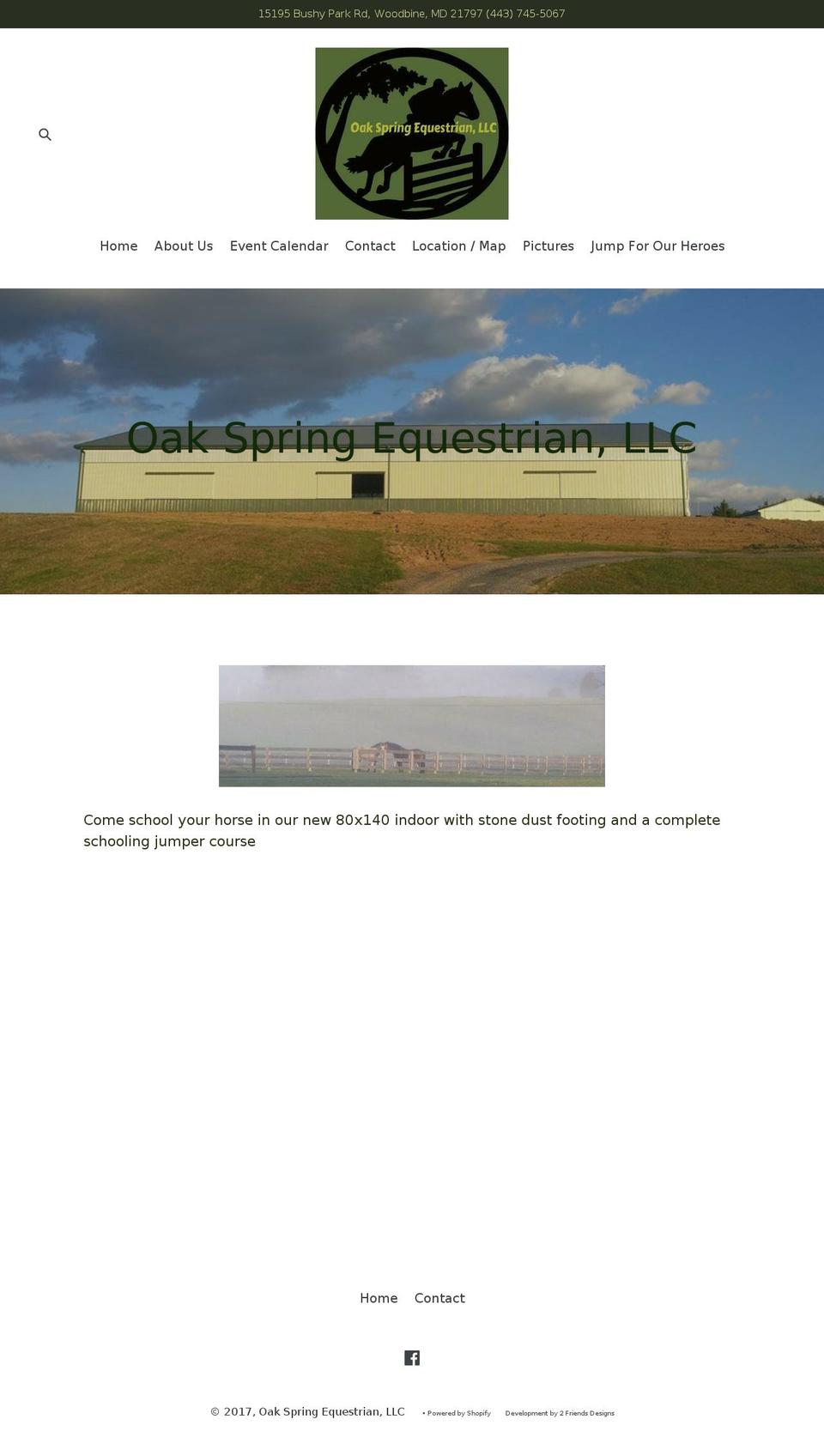 oakspringequestrianllc.com shopify website screenshot