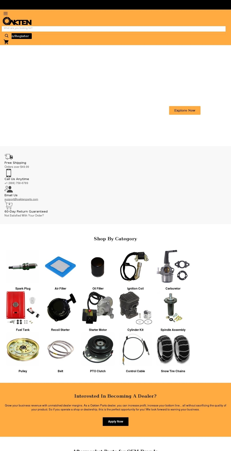 oaktenparts.com — Shopify storefront screenshot