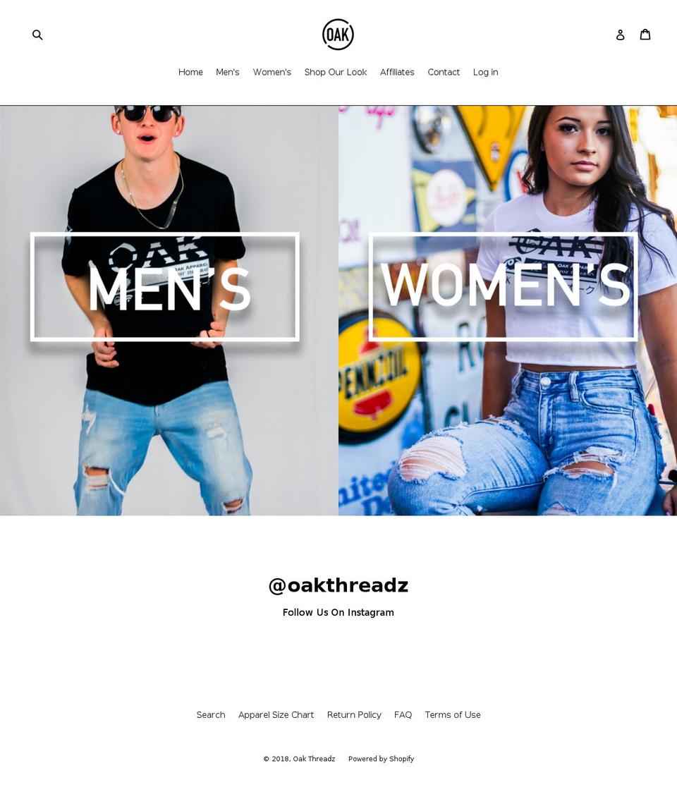 oakthreadz.com shopify website screenshot