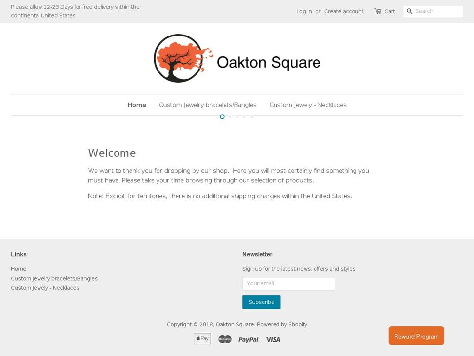 oaktonsquare.com — Shopify storefront screenshot