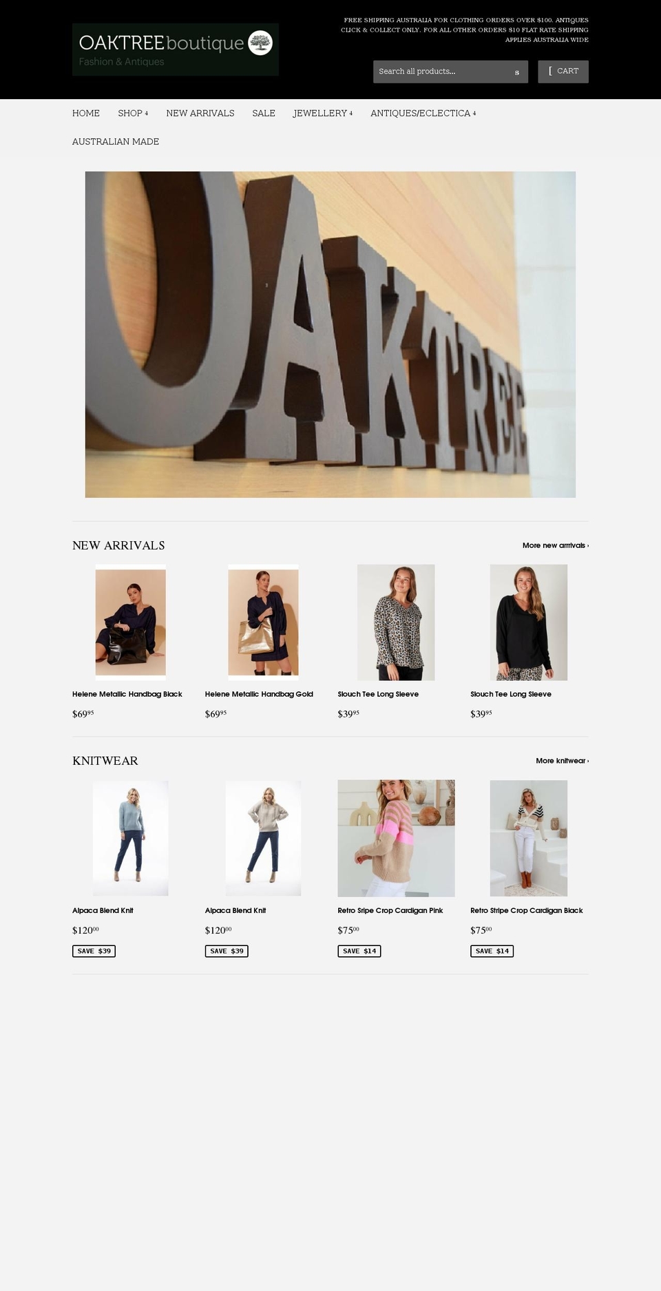oaktreeboutique.com.au shopify website screenshot
