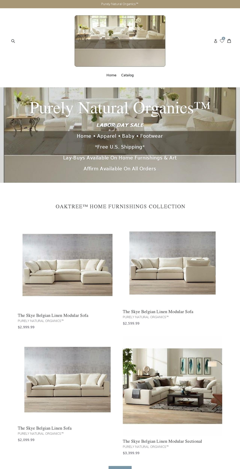 oaktreehomefurnishings.com — Shopify storefront screenshot