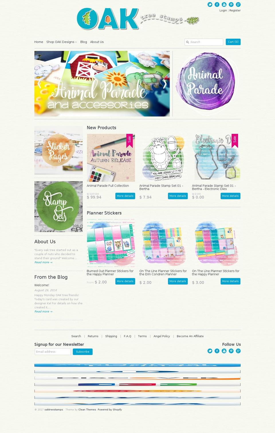 oaktreestamps.com shopify website screenshot