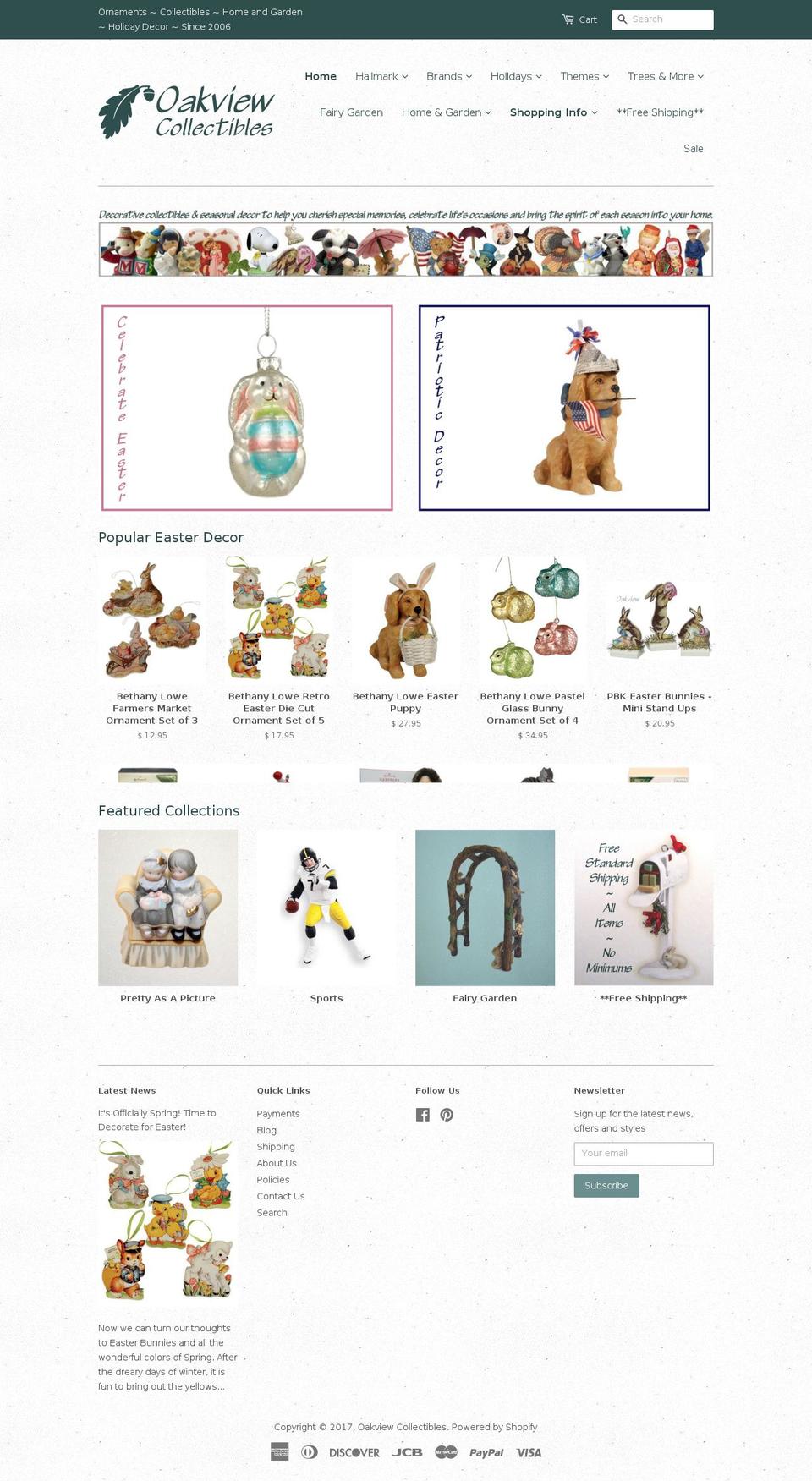 oakviewcollectables.com shopify website screenshot