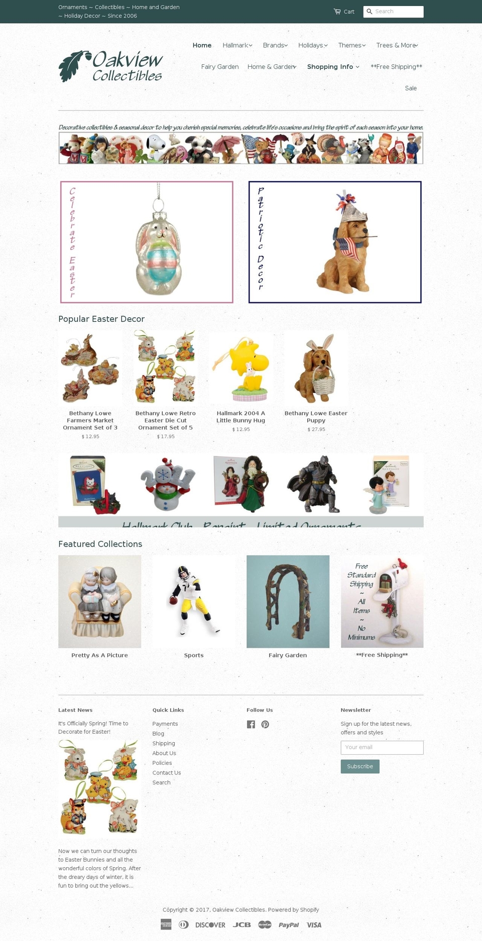 oakviewcollectibles.com shopify website screenshot