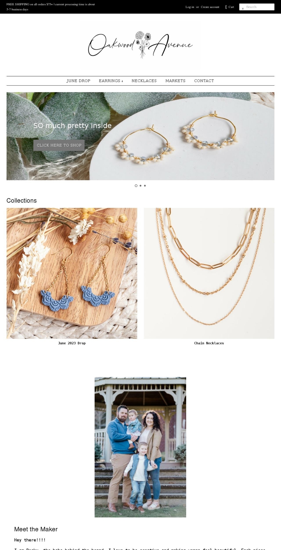 oakwoodavenue.com shopify website screenshot