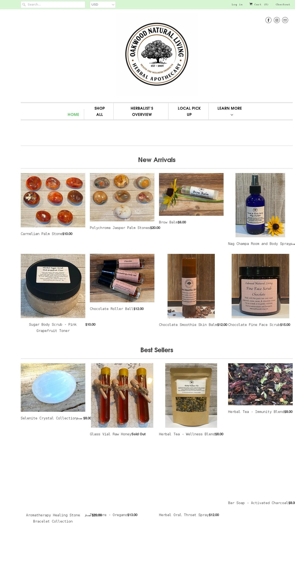 oakwoodnaturalliving.com — Shopify storefront screenshot