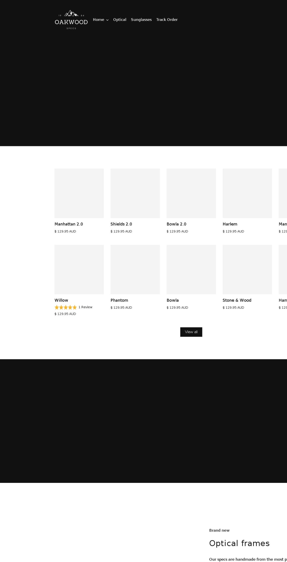 oakwoodspecs.com shopify website screenshot