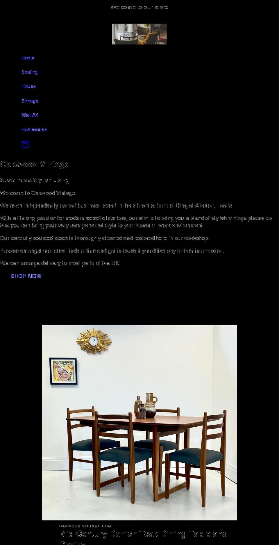 oakwoodvintage.co.uk shopify website screenshot
