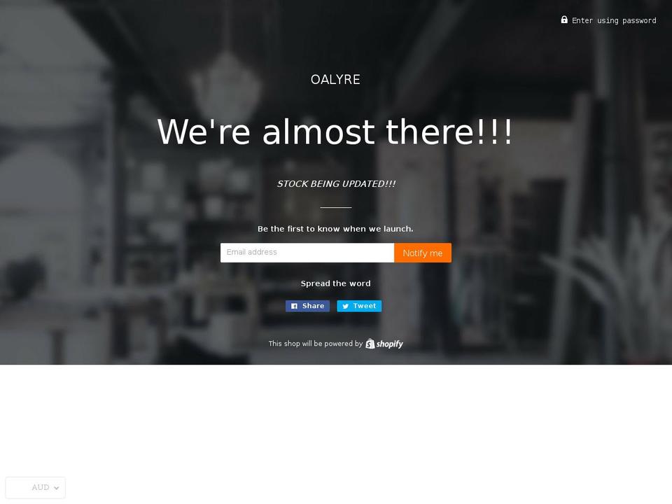 oalyre.com — Shopify storefront screenshot