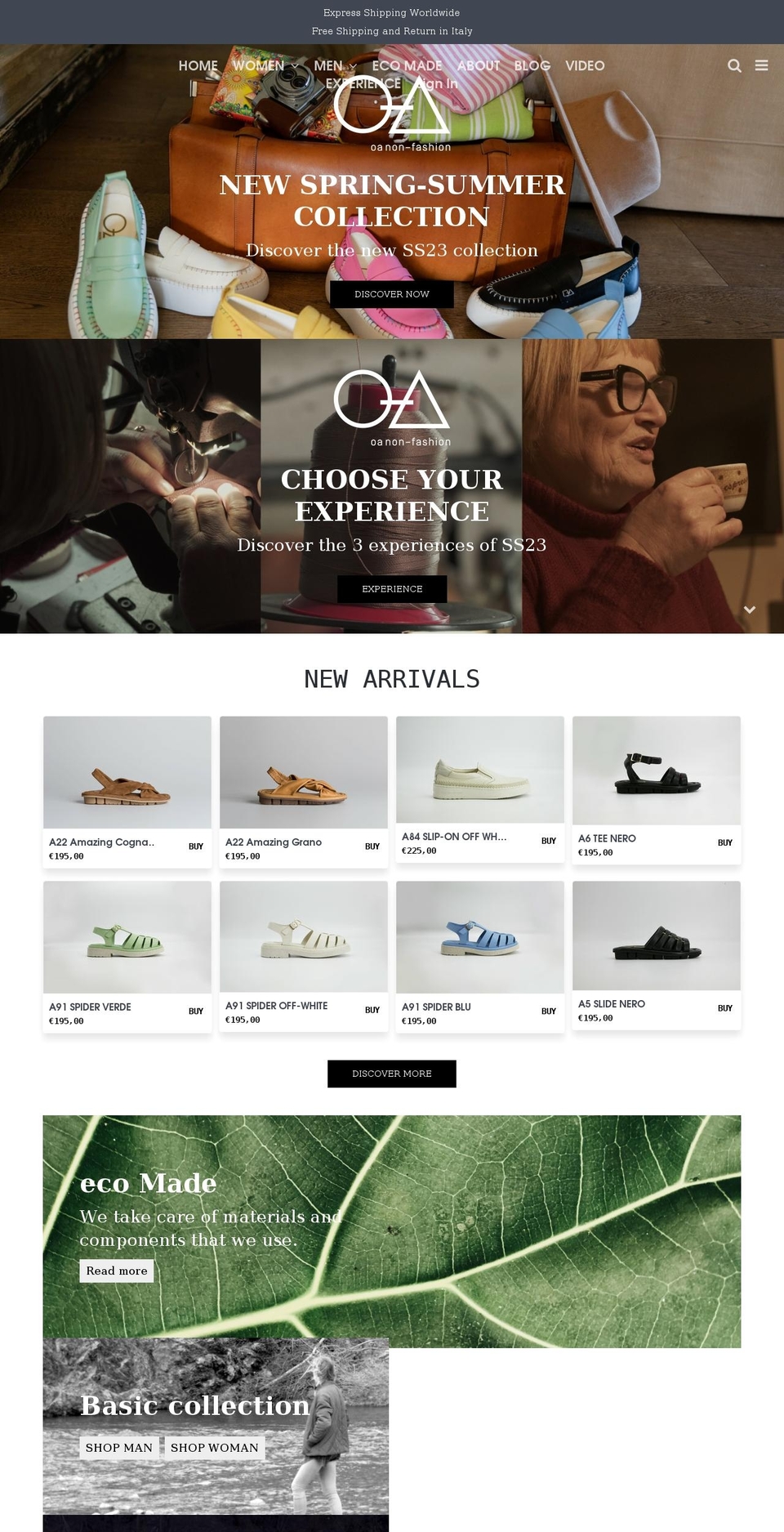 oanonfashion.com shopify website screenshot