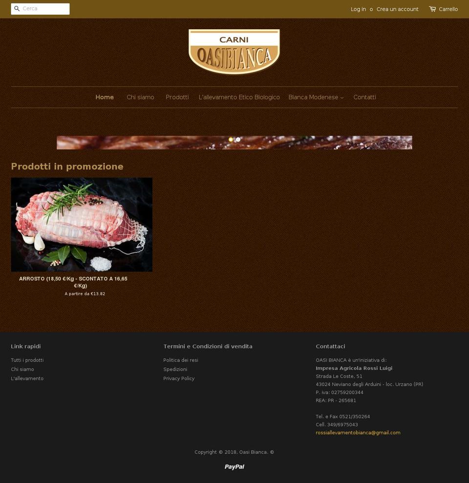 oasibianca.com shopify website screenshot