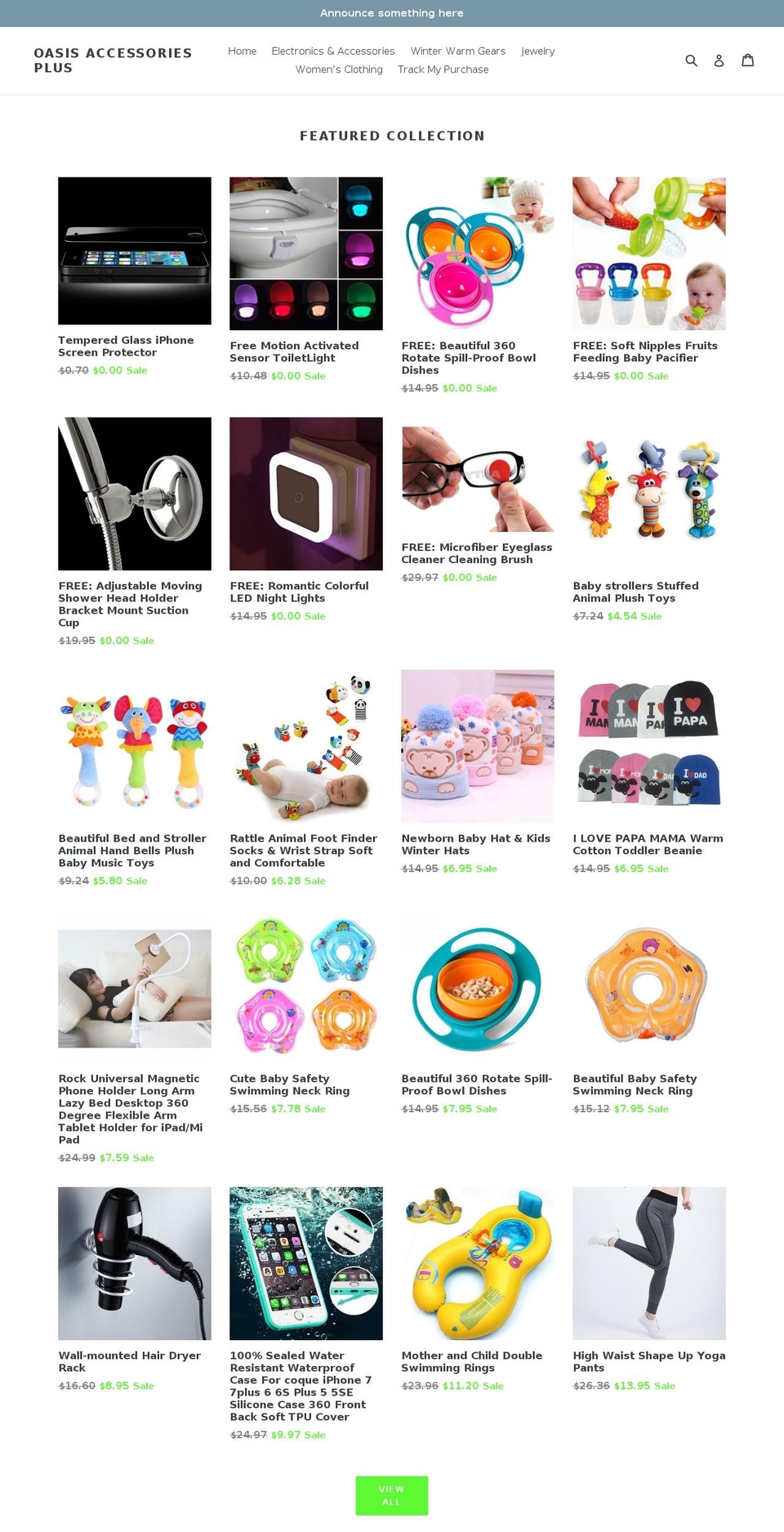 oasis-accessories-plus.myshopify.com shopify website screenshot