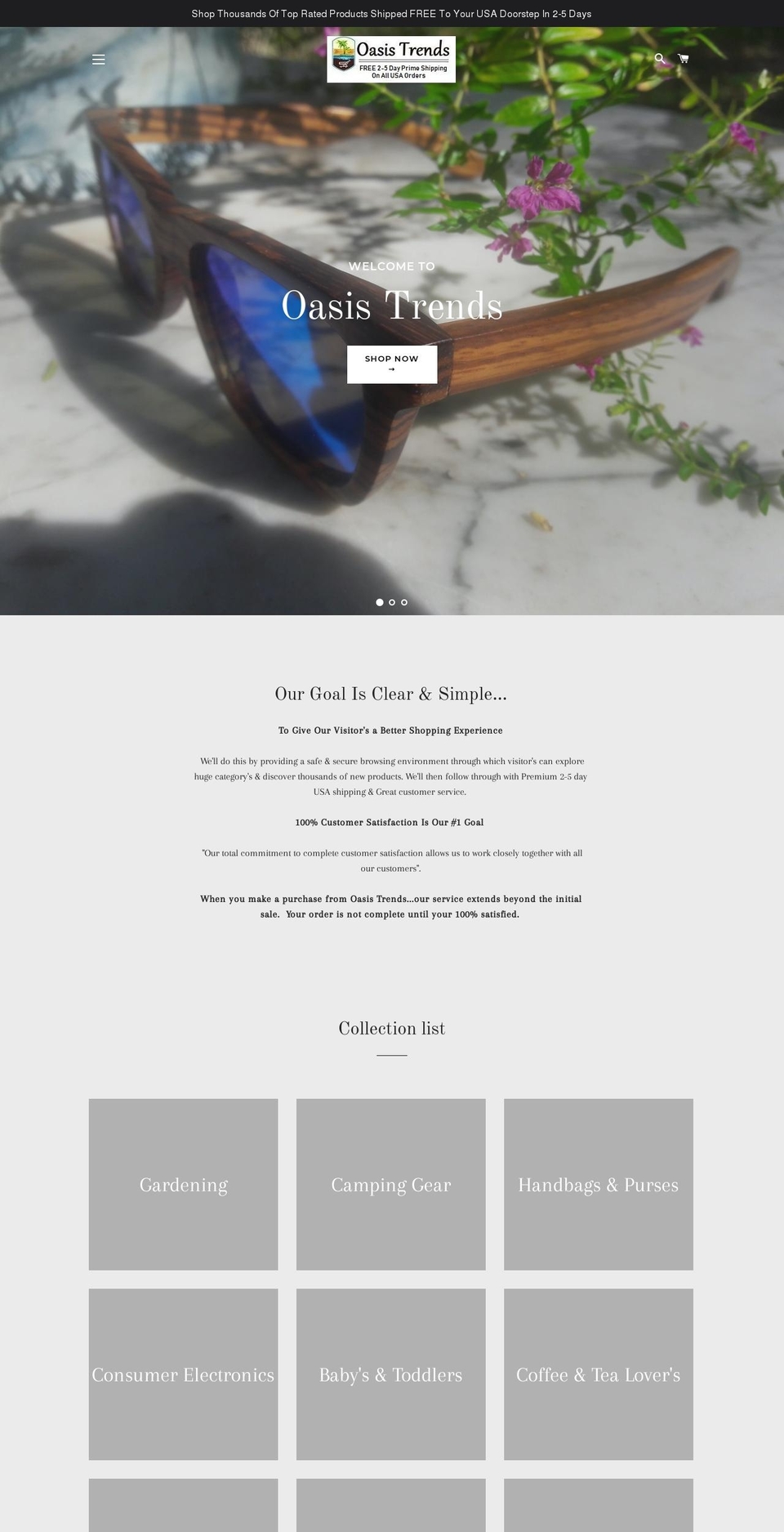 oasis-trends.com — Shopify storefront screenshot