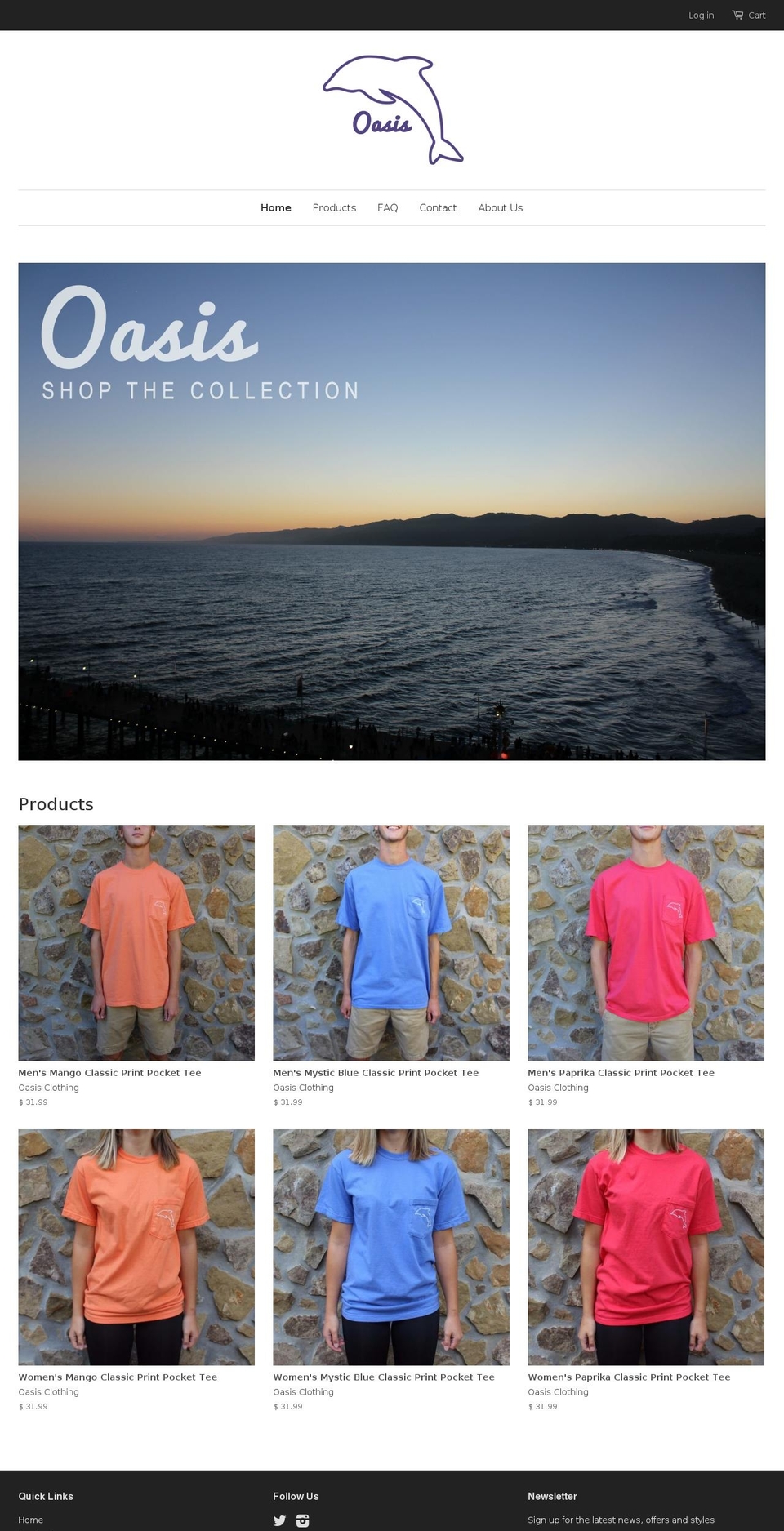 oasisclothingco.com shopify website screenshot