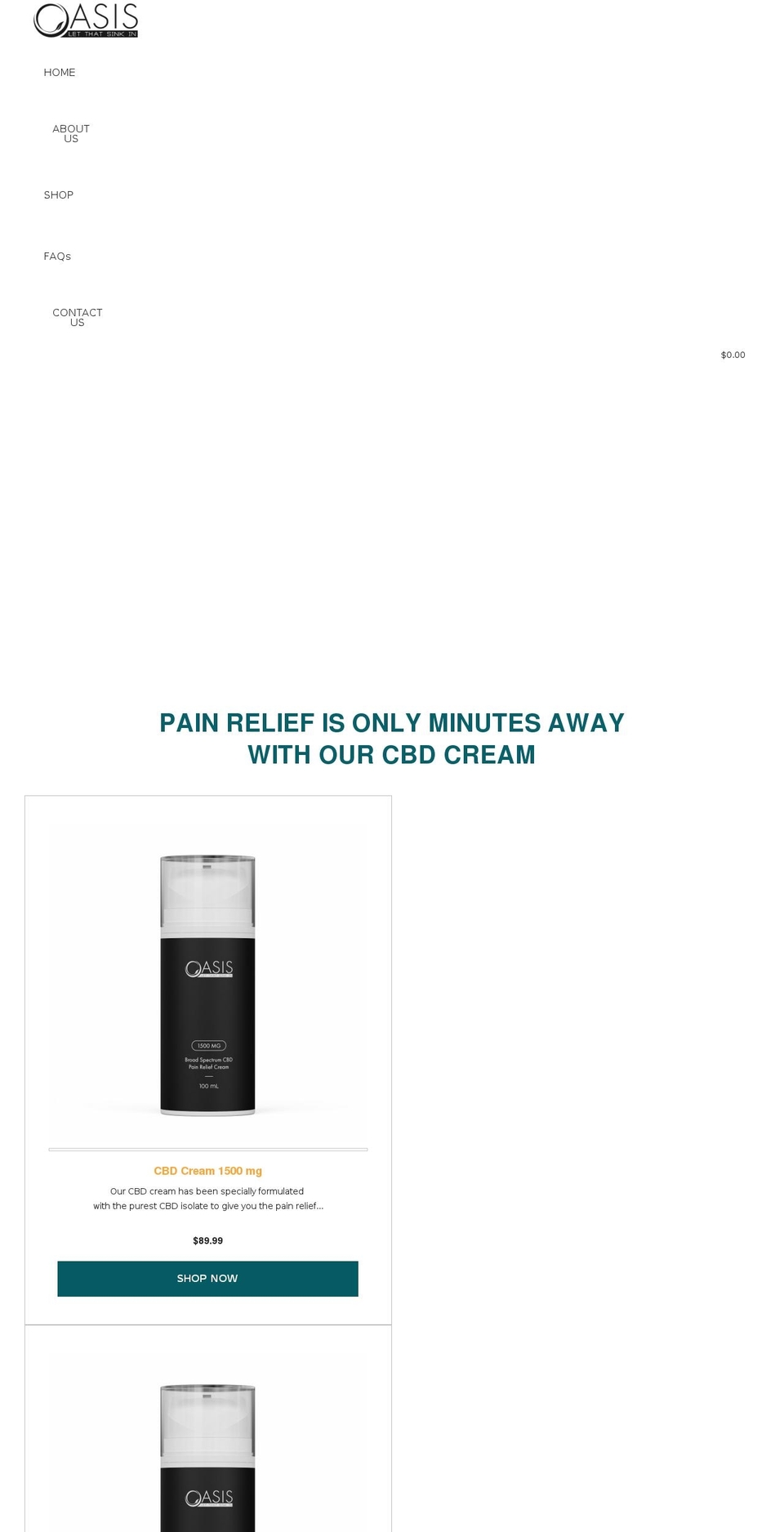 oasiscosmetics.com shopify website screenshot